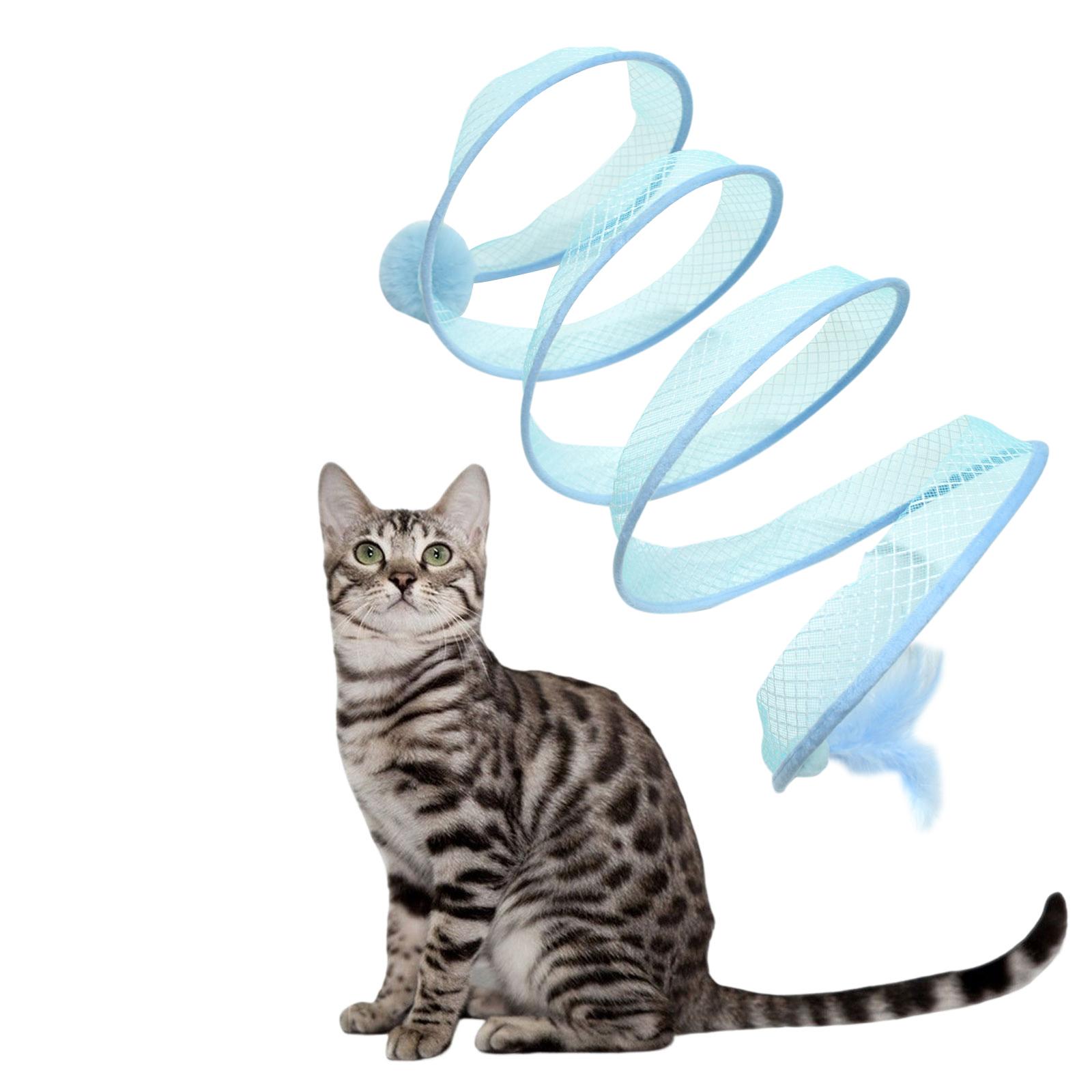 Cat Tunnel Toy Collapsible Small Animals Training Bed Hiding Interactive Toy Blue