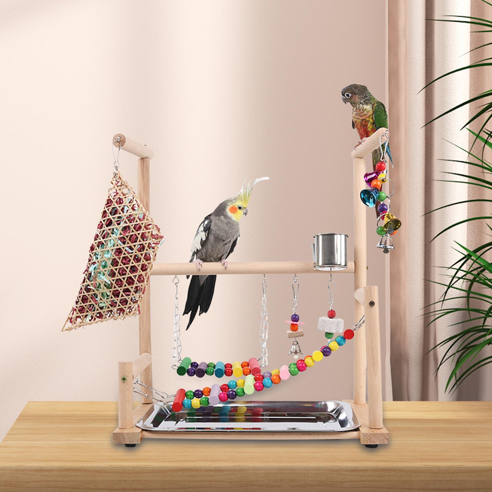 Bird Playground Playpen Wood Perch Stand for Finch Budgie Parakeet Cockatiel