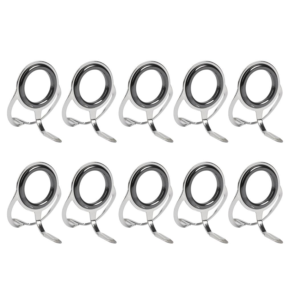 10pcs Ceramic Ring  Fishing Rod Guide Tangle Free Stainless Steel Frame 11mm