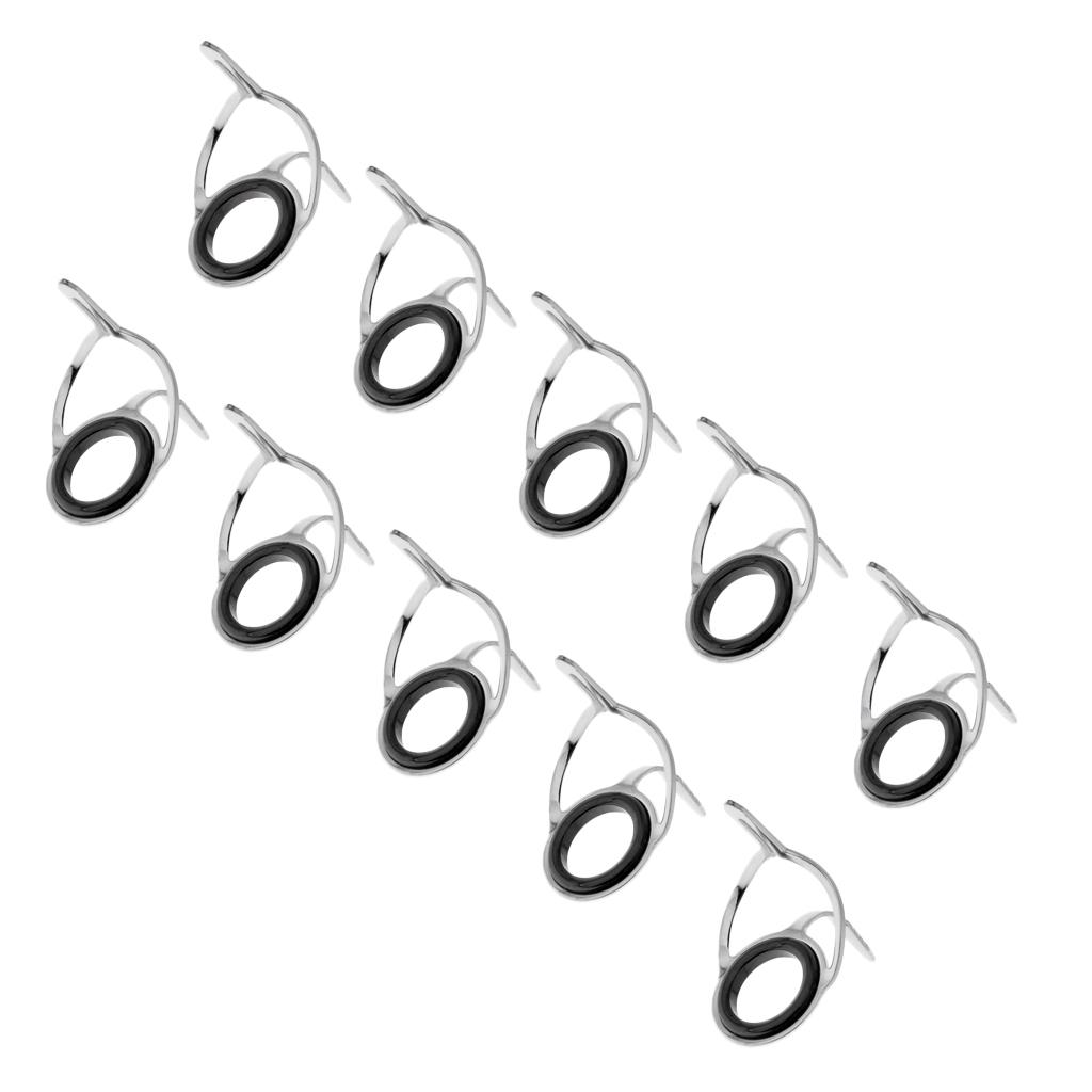 10pcs Ceramic Rings Fishing Rod Guide Eyes Free Stainless Steel Frame
