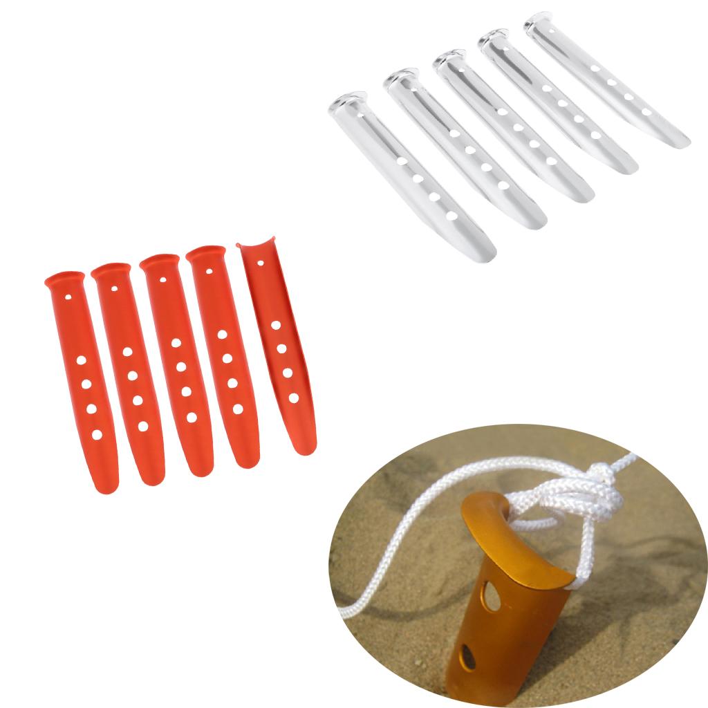 5 Pieces Aluminium Alloy Camping Hiking Tent Pegs Stakes Nails 230mm orange