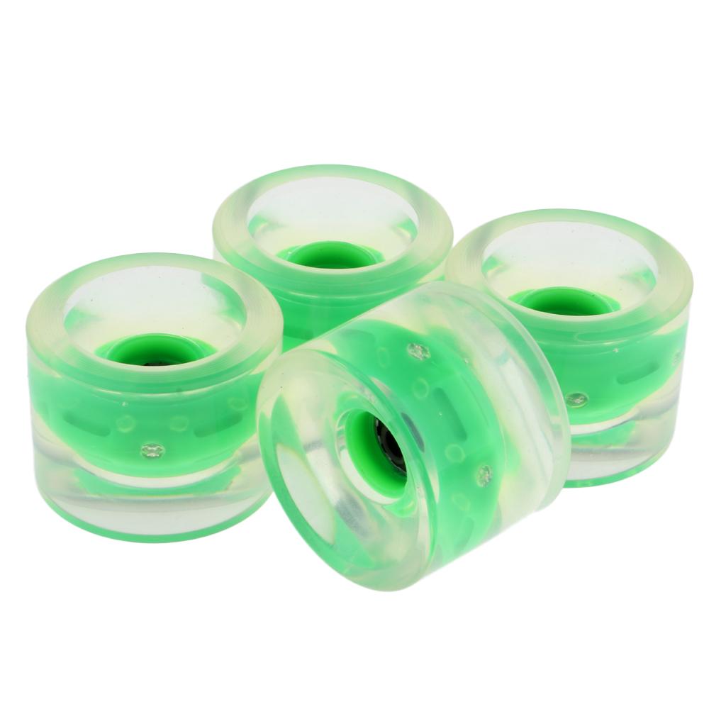 4pcs 70mm Light Up Skateboard Longboard Wheels Glow at Night 78A Green