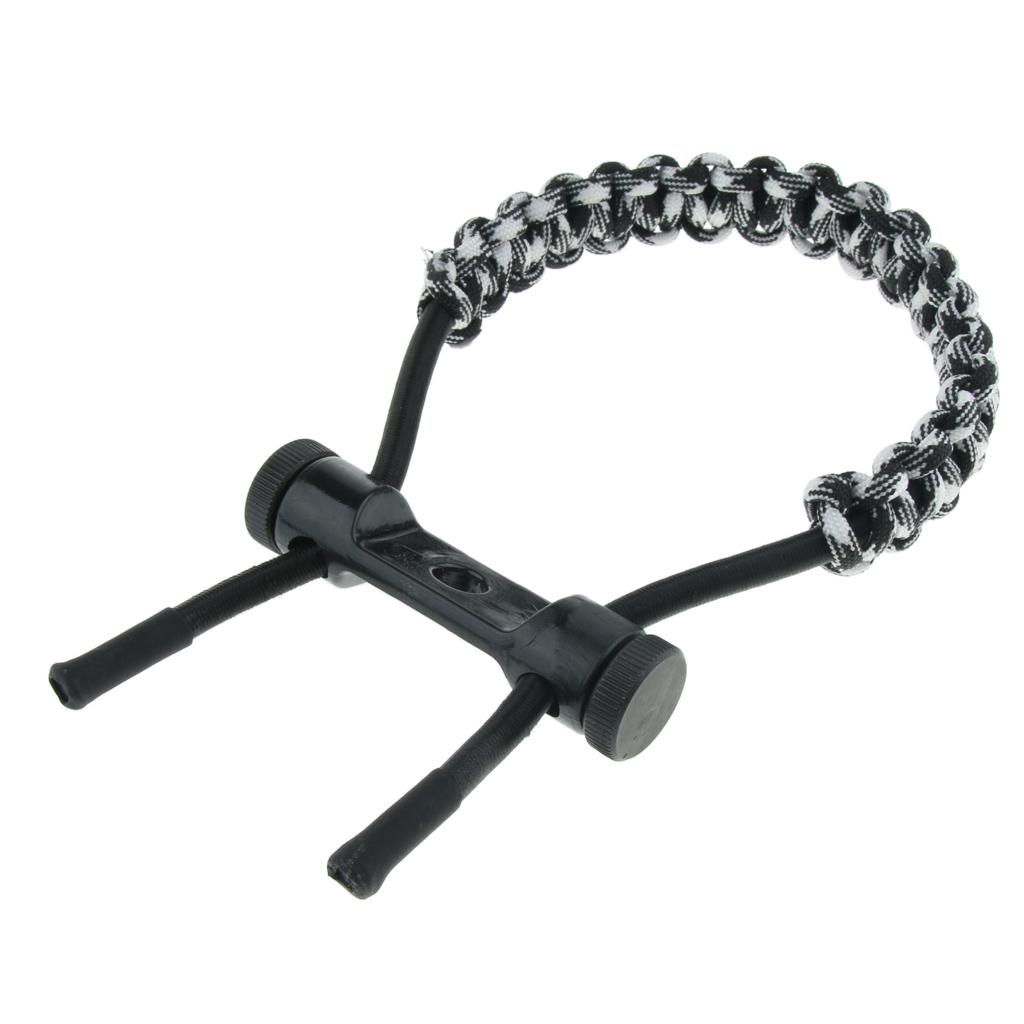 Archery Compound Bow Wrist Sling Braided Cord Rope Leather Sheet 12*4*0.5cm