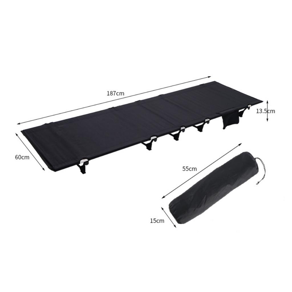 Camping Folding Bed Portable Single Sleeping Cot with Carry Bag Black