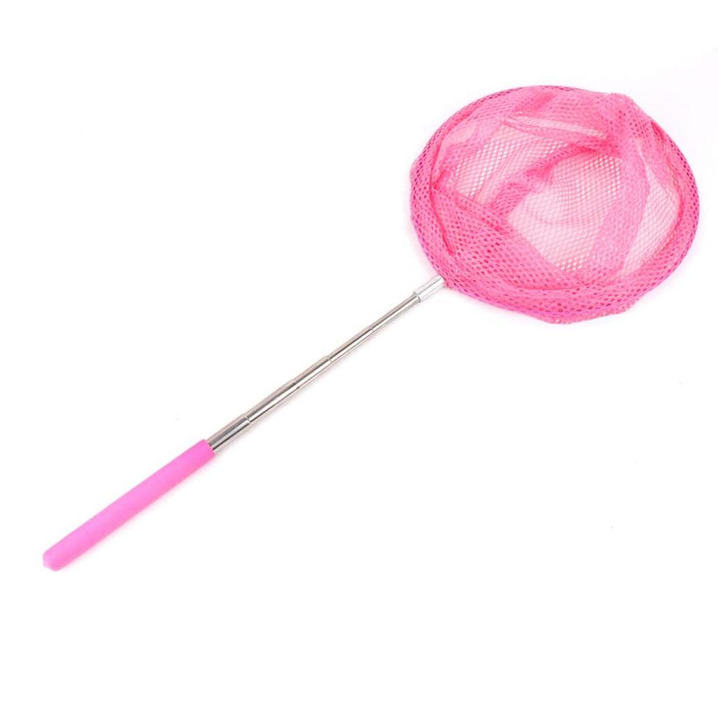  Kids Pond Fishing Net Extend Telescopic Butterfly Insect Bug Catcher Pink