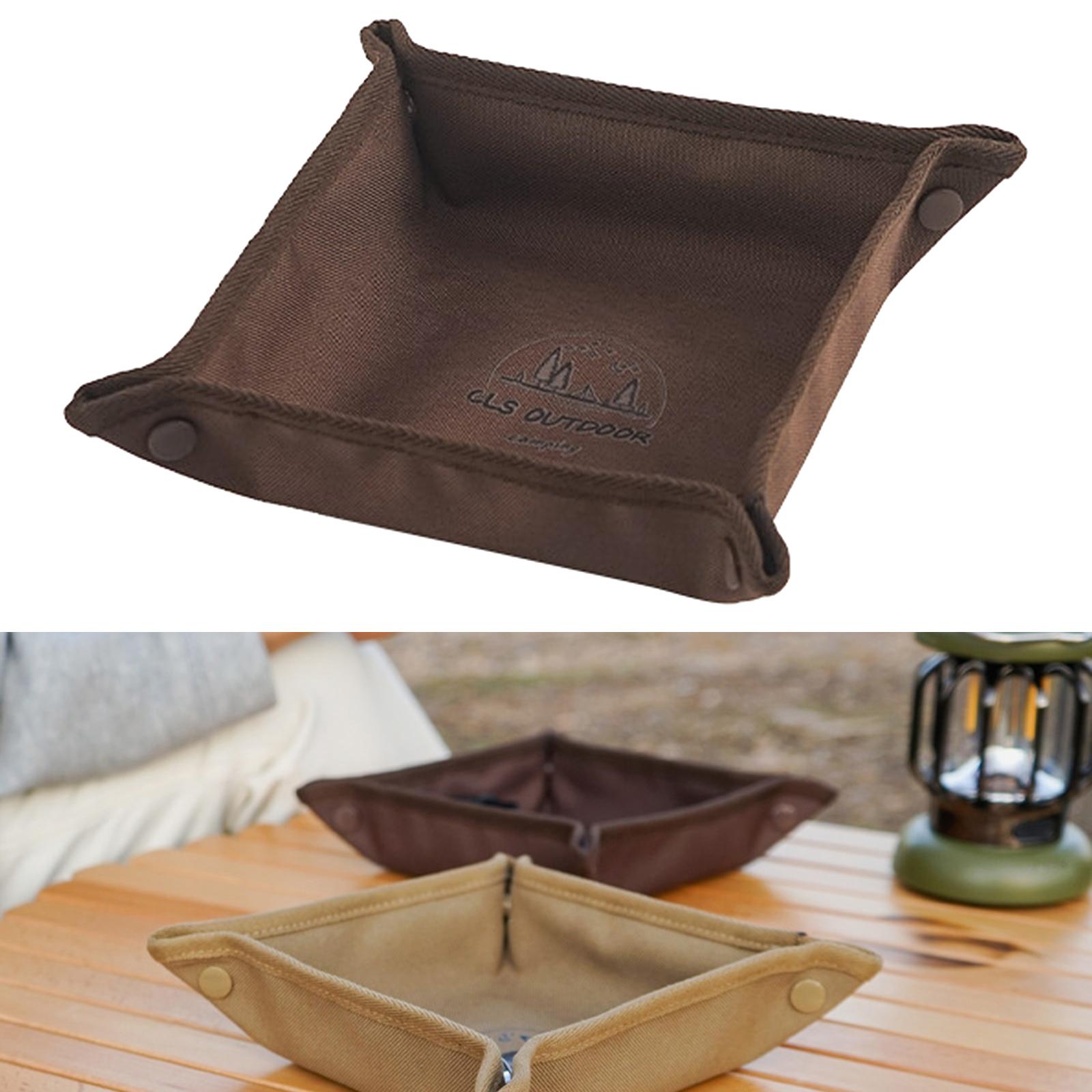 Camping Storage Tray Jewelry Keys Trinket Organizer Brown 9.8x9.8inch