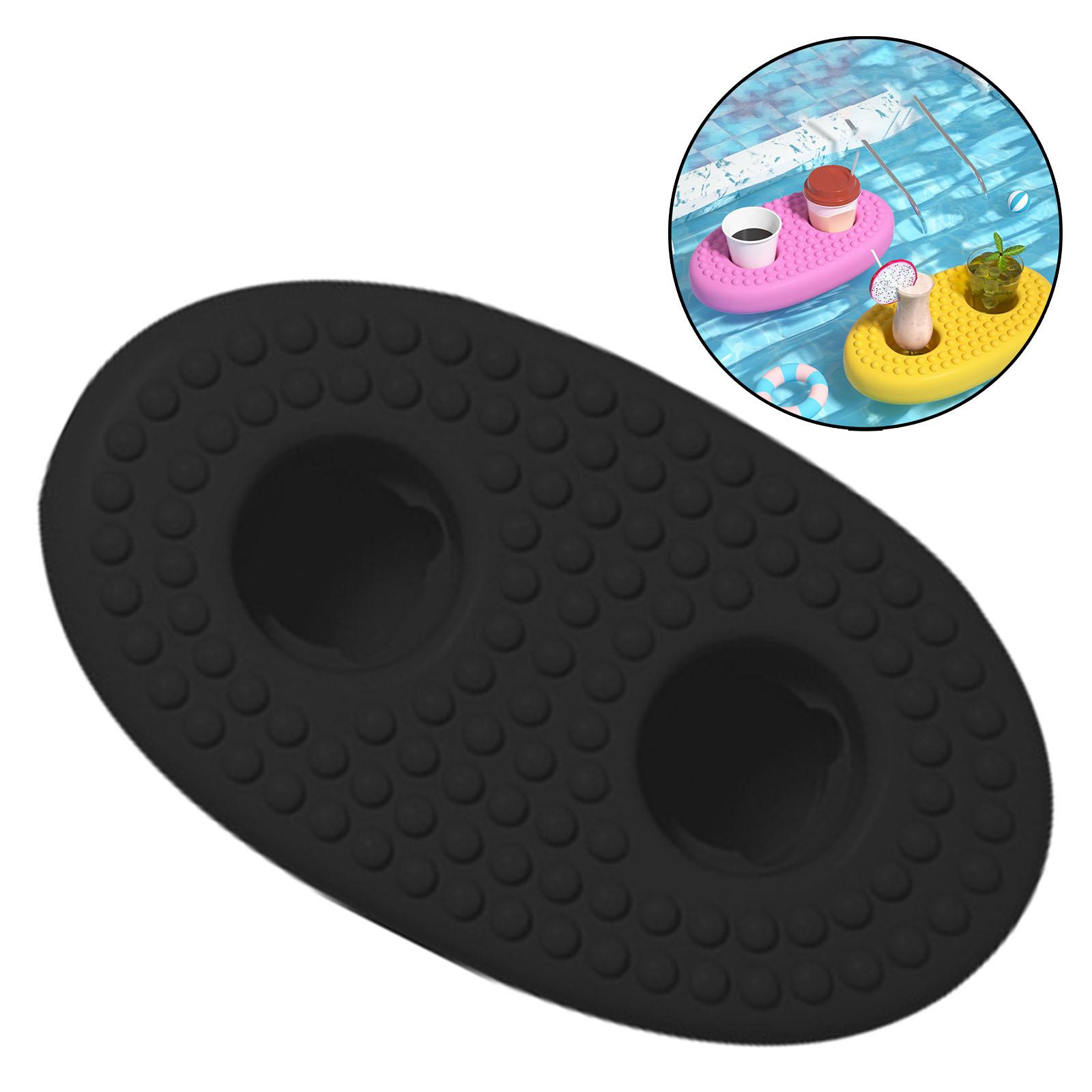 Inflatable Float Cup Pad for Swimming Pool Beverage Bottle Beach black