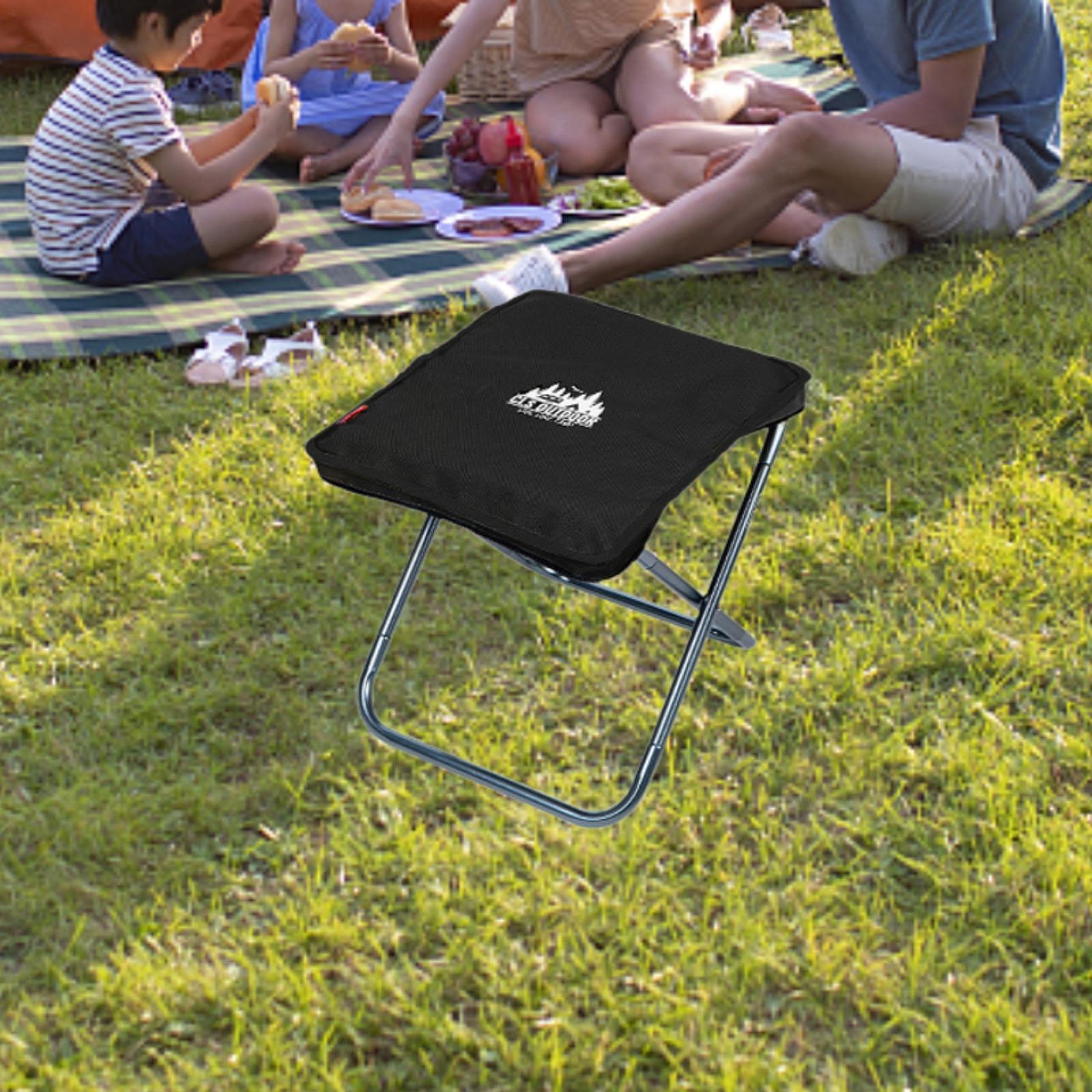 Camping Stool Seat Zipper Handbag Backpacking Stool Heavy Duty Fishing Stool Black