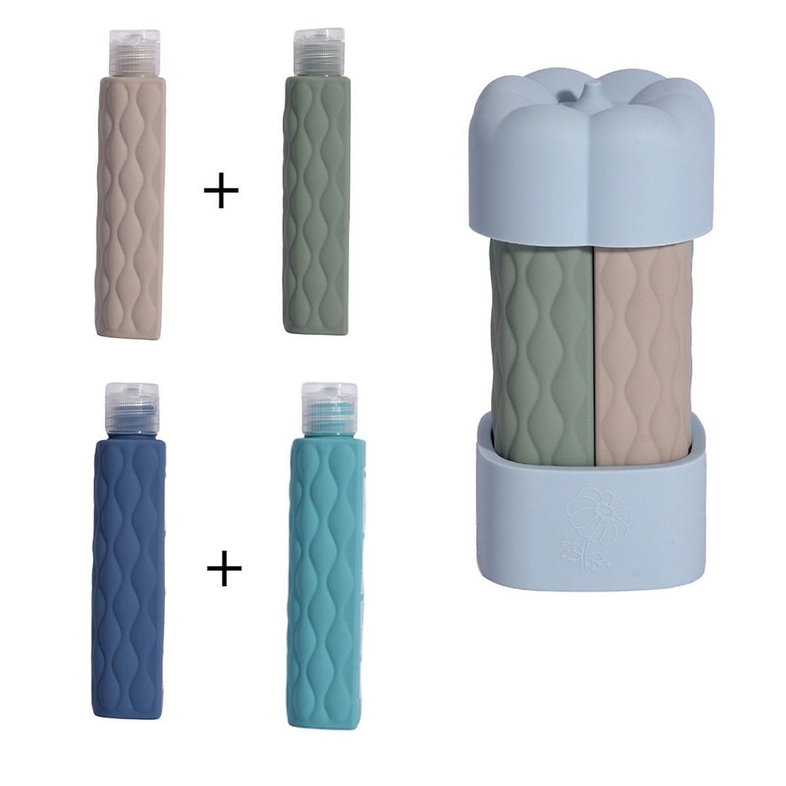 4x Travel Squeeze Bottles Travel Essentials for Cream Toiletries Conditioner Blue