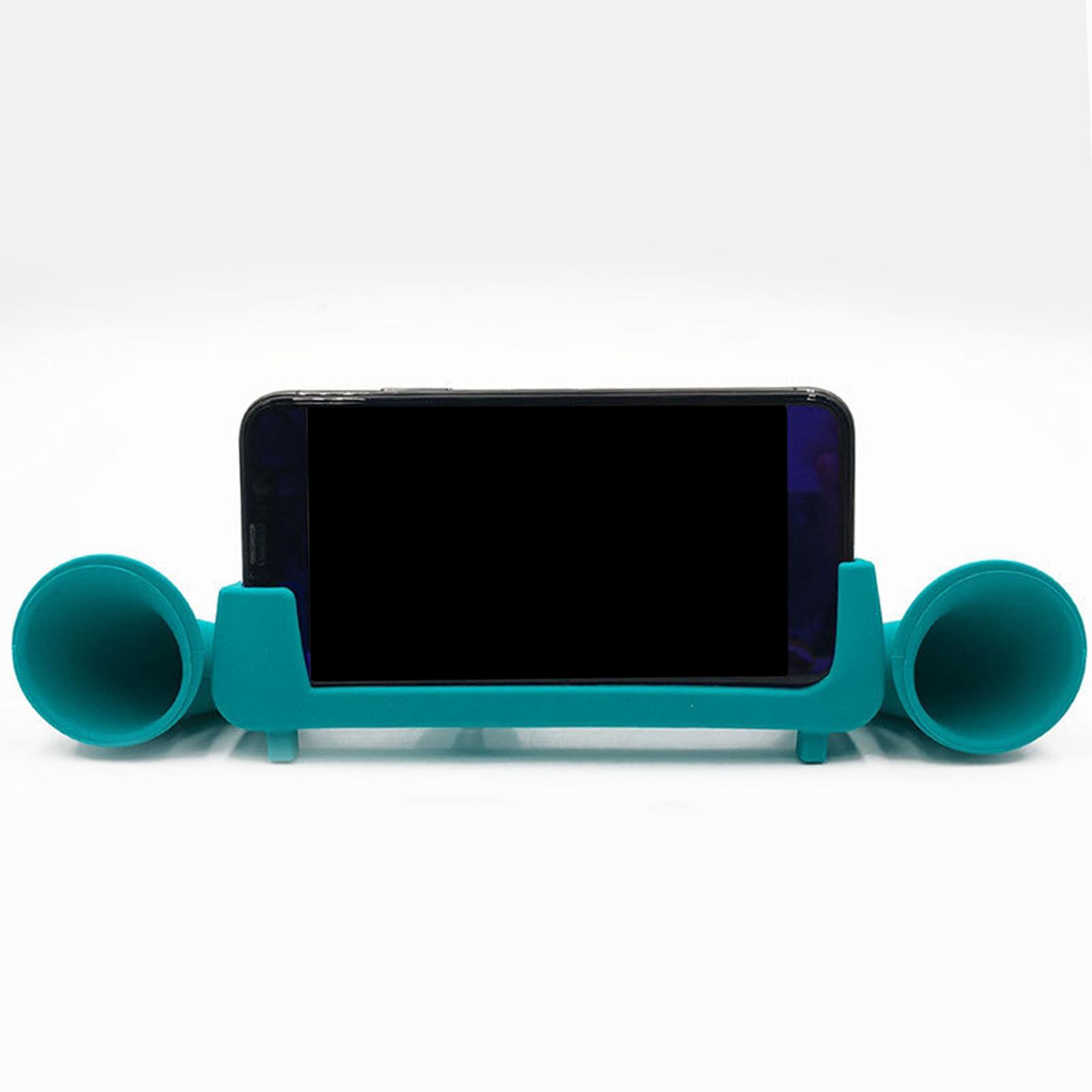 Silicone Sound Amplifier Phone 2 Horn Stand for iPhone 6 6s 7  blue