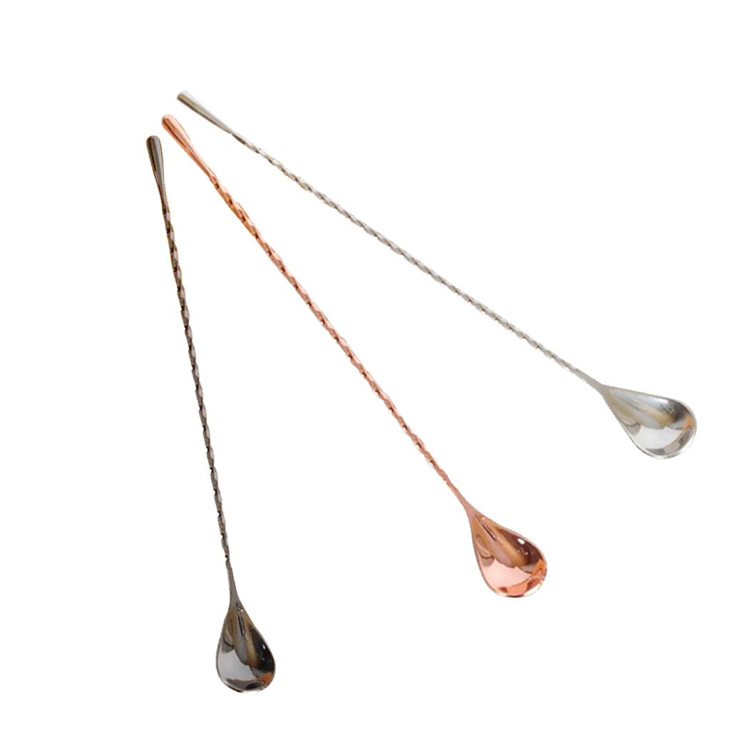 Long Handle Spoon Stainless Steel Mixing Ice Milkshake Spoon  silvery