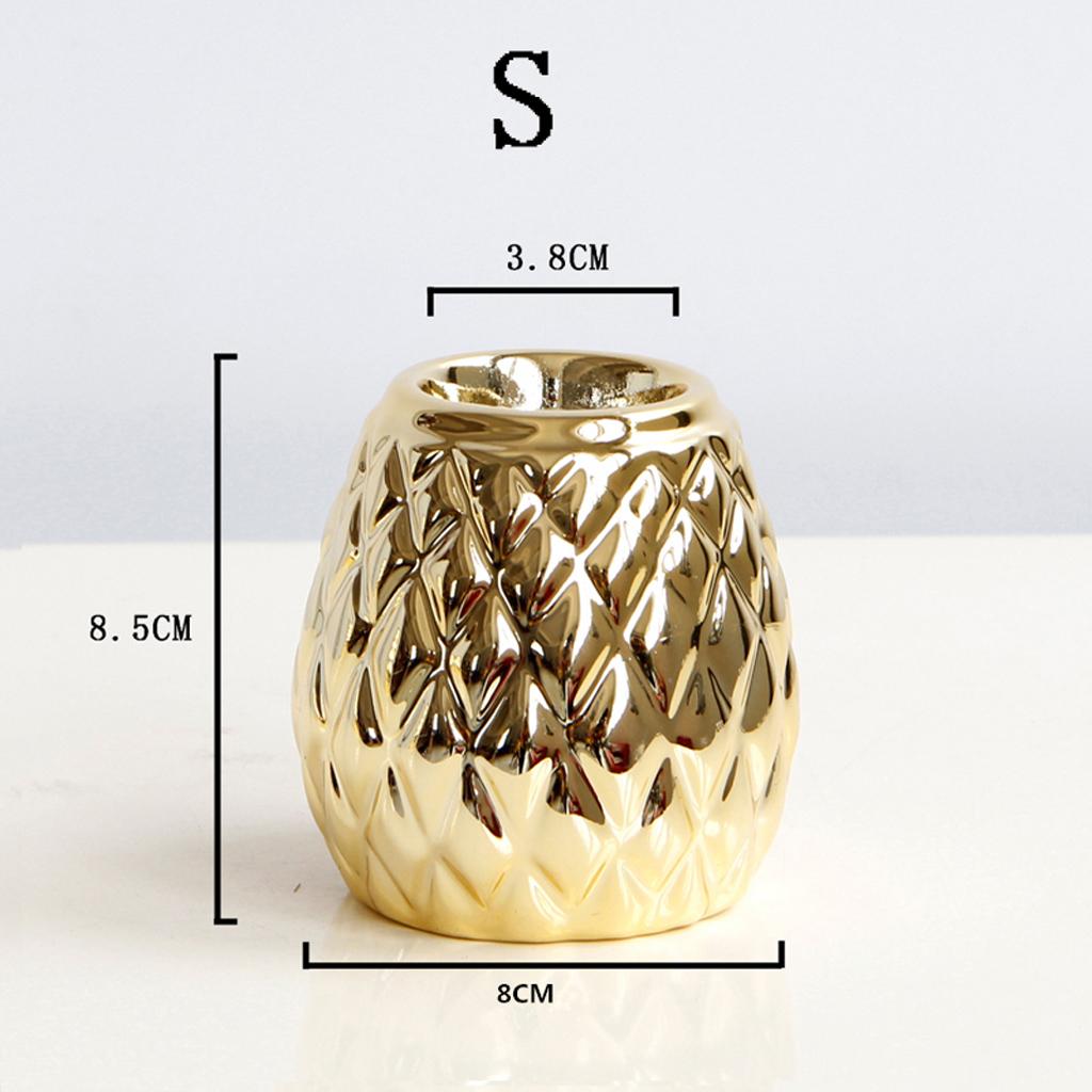 Ceramic Candle Holder Pineapple Shaped Candleholder Ornament Golden S