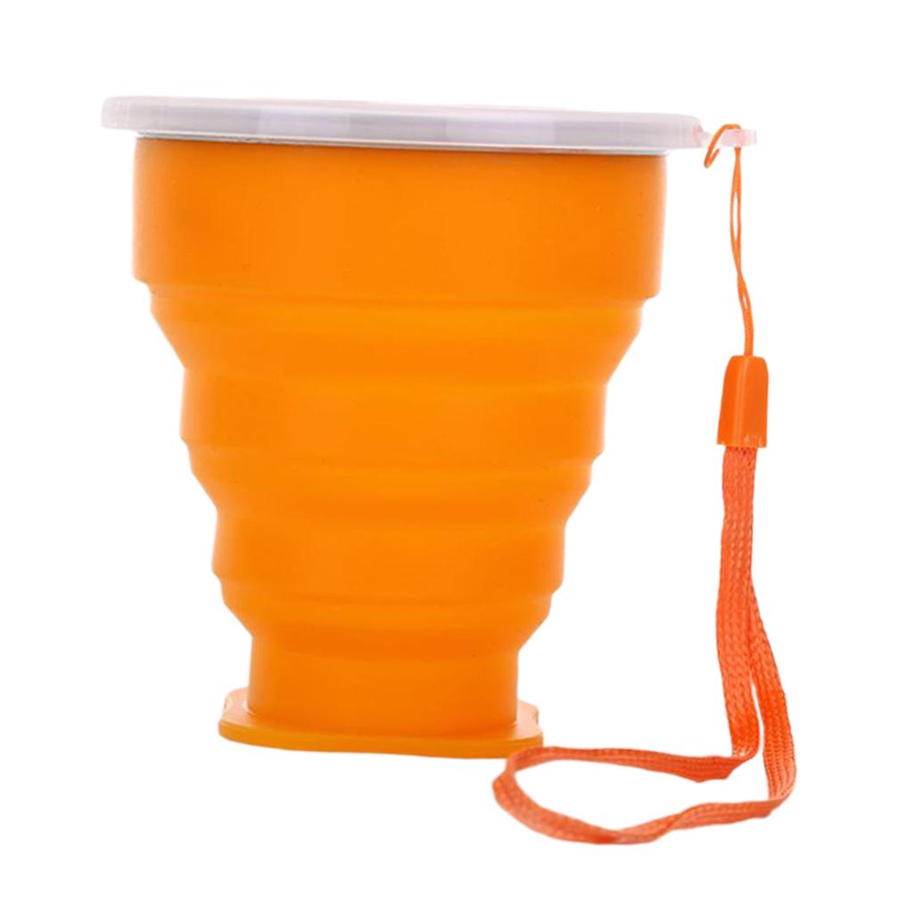 Foldable Silicone Travel Coffee Tea Mug Outdoor Camping Drink Cup Orange