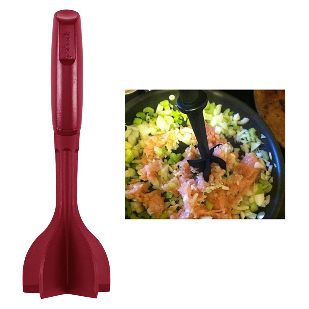2xKitchen Mix Tool Chopper Heat Resistant Meat Masher Smasher Kitchen Red