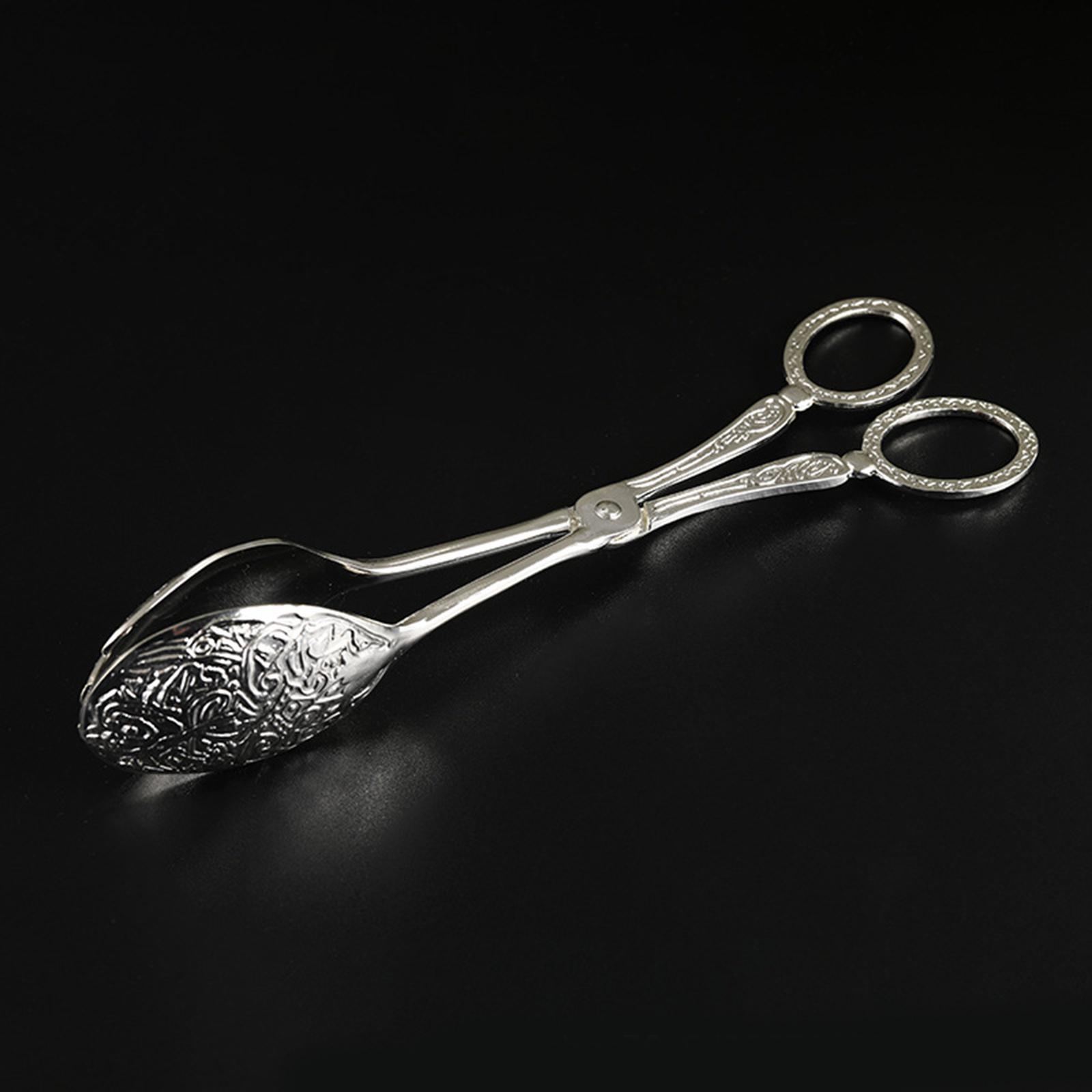 Scissor Styled Tong Cooking Baking Bread Tong Barbecue Grilling Tong Silver