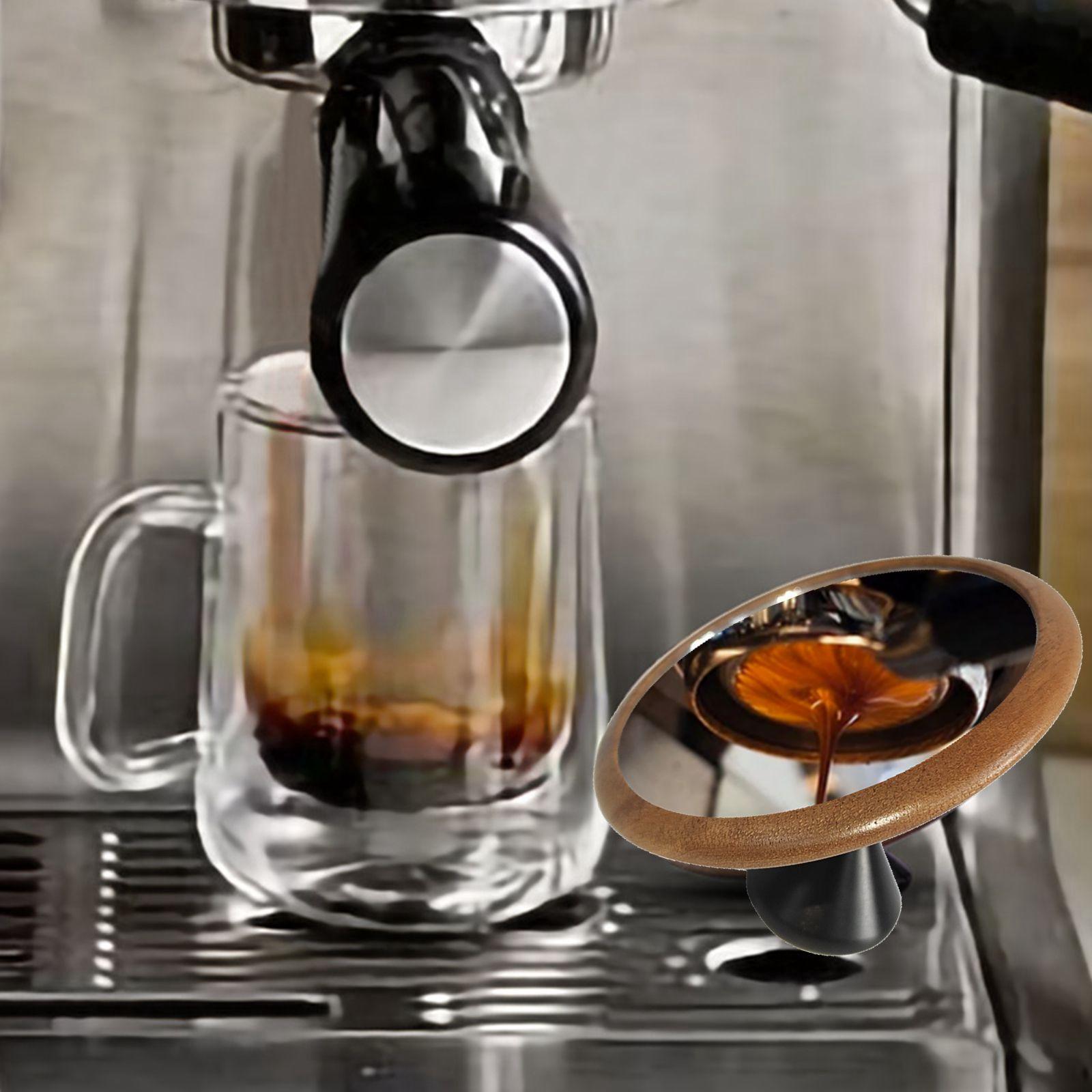 Adjustable Espresso Shot Mirror Wooden Base 7cm Walnut Black