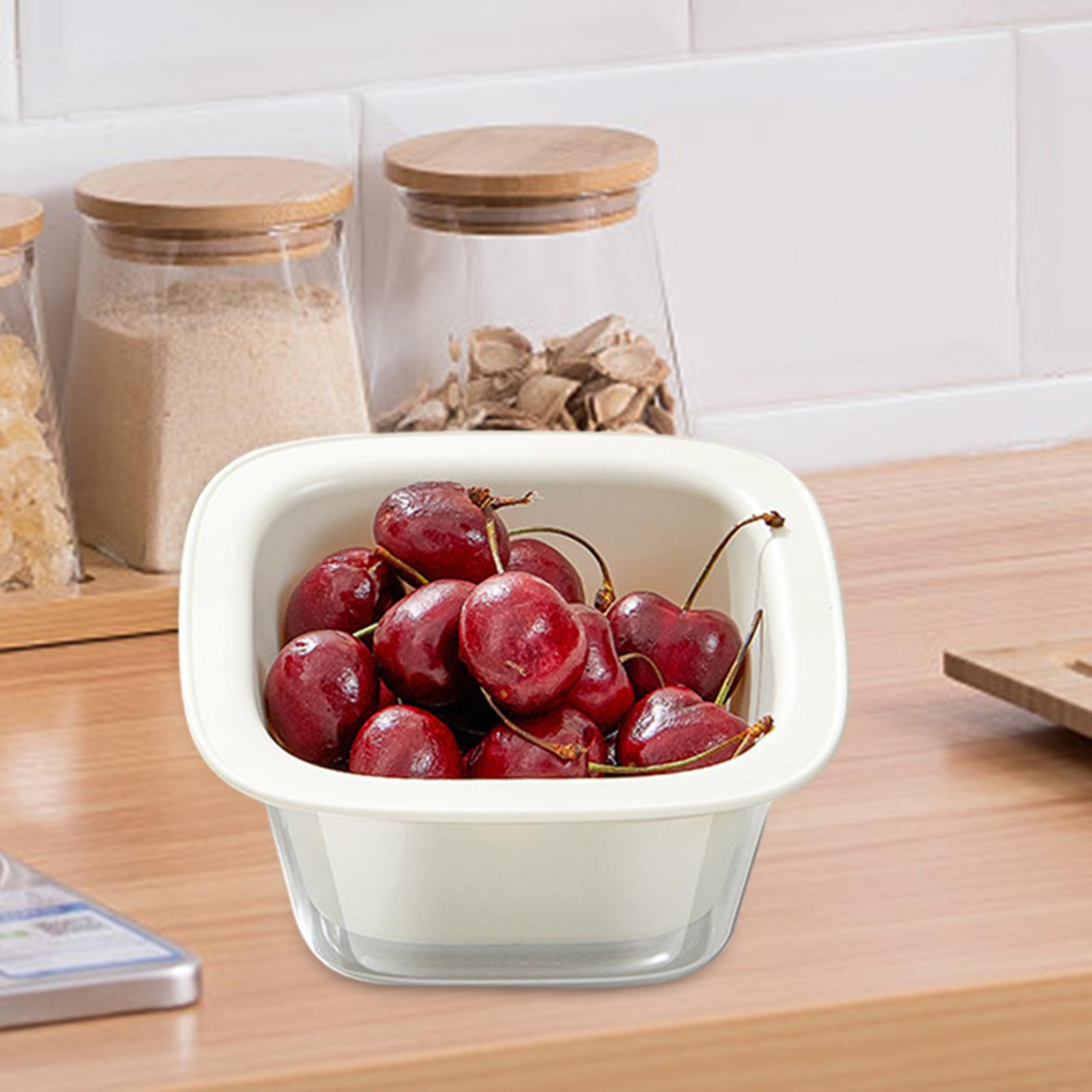 2xKitchen Colander Bowl Detachable Veggies Strainer for Draining Pasta White