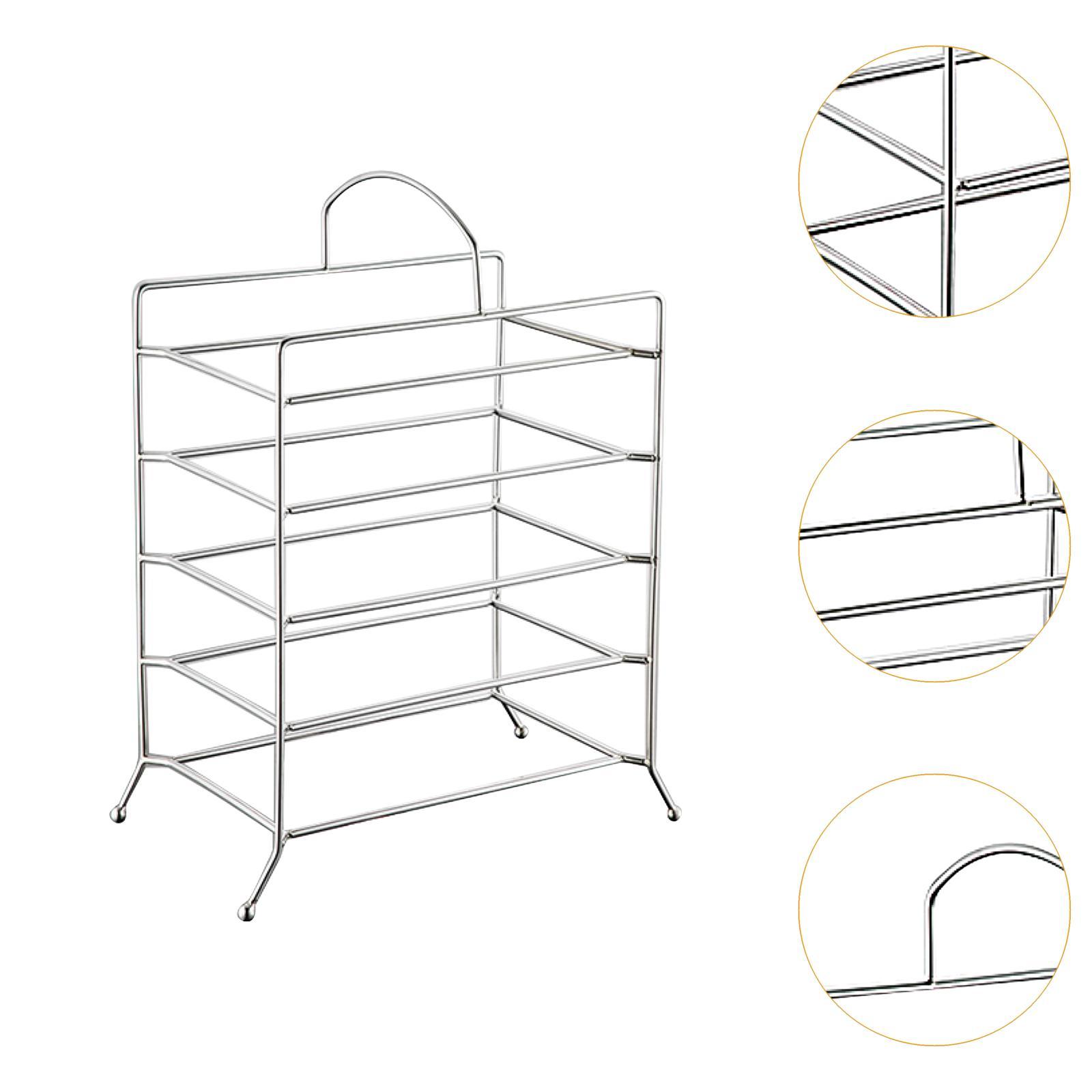 Side Dish Rack Metal Kitchen Storage Shelf for Party Dining Table Restaurant Argent