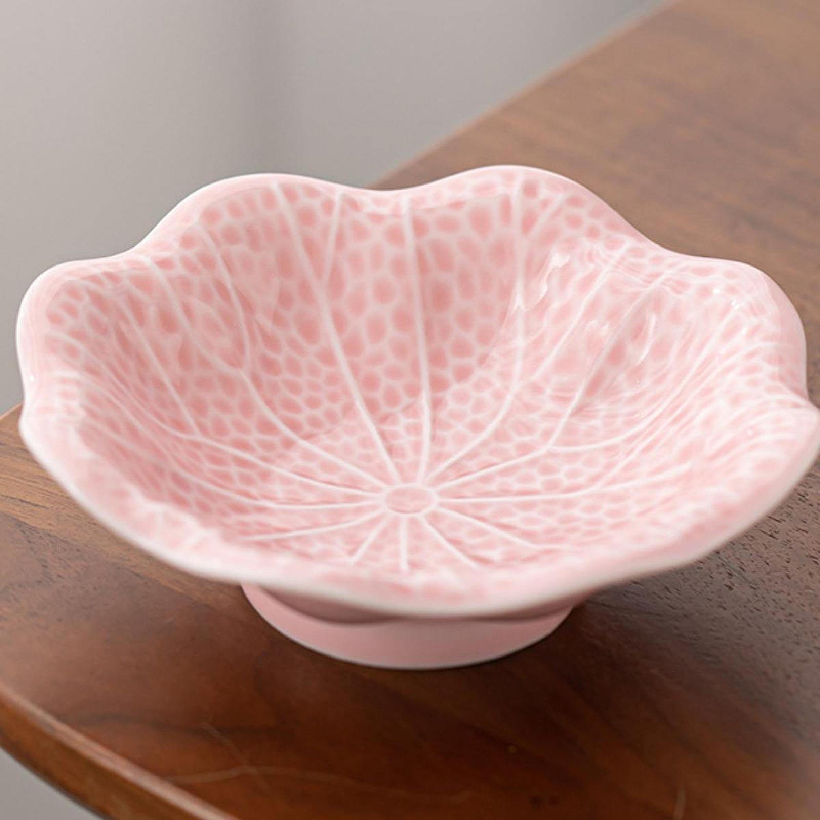 Ceramic Fruit Bowl Table Decor Ceramic Dessert Plate for Sweets Nuts Cookies Pink