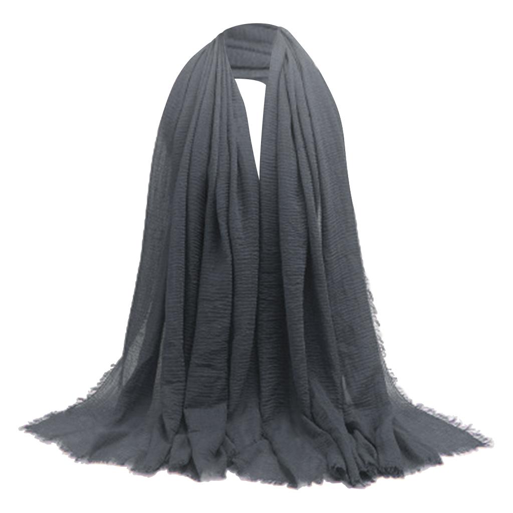 Women Wrinkle Scarf Crinkle Muslim Hijab Scarves Long Wrap Scarf Gray