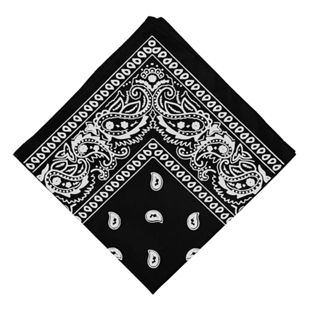 Unisex Cotton Paisley Bandana Cowboy Head Scarf Head Wrap  Black