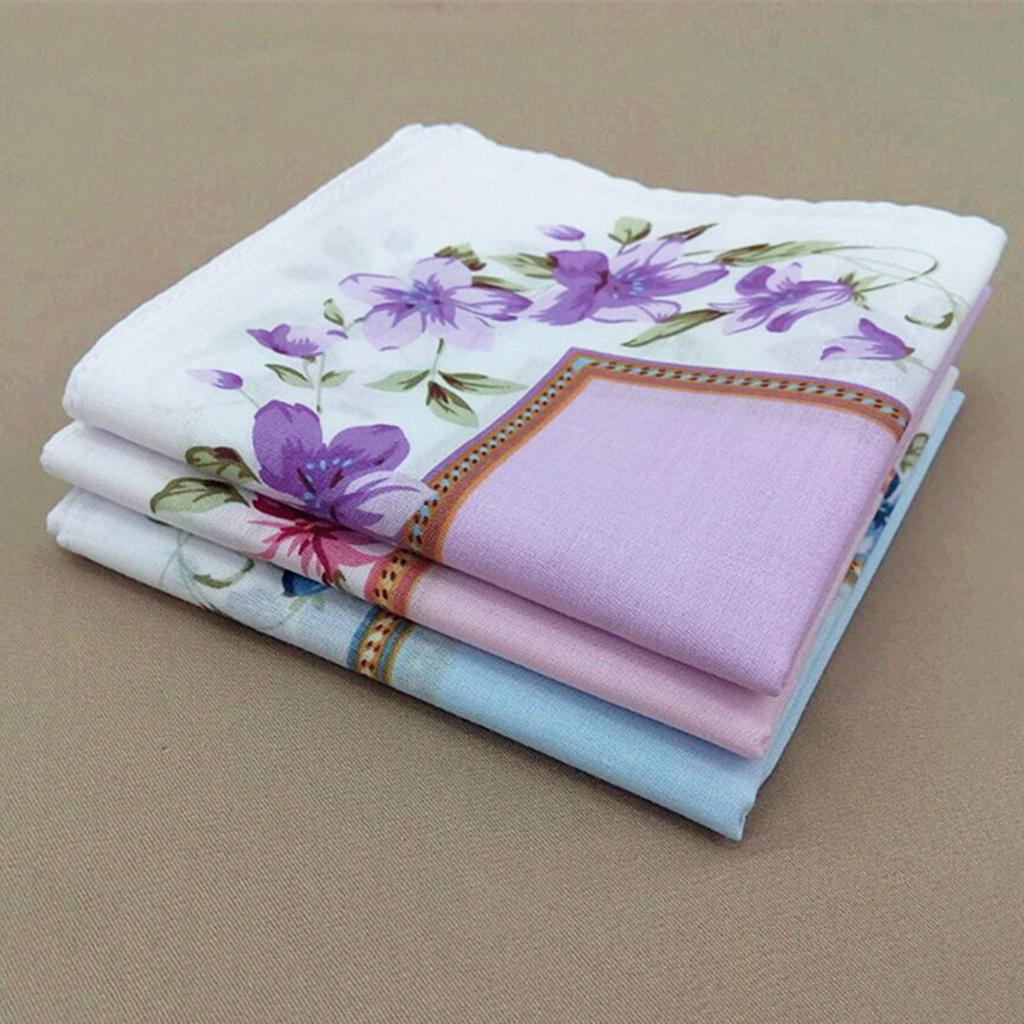 12Set Cotton Floral Print Handkerchiefs Pocket Hanky Hankie Kerchiefs Towel