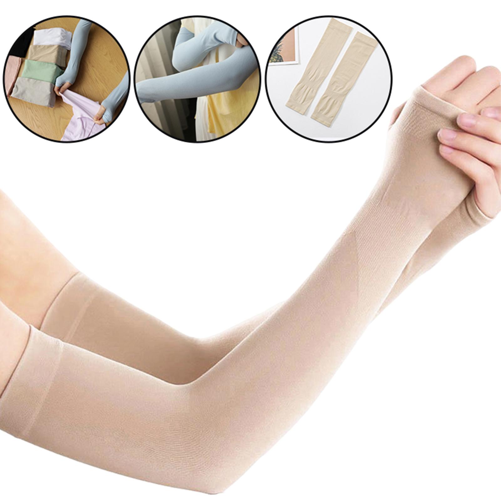 UV Protection Arm Sleeves Ice Silk Cooling Sports Sleeve Running Beige