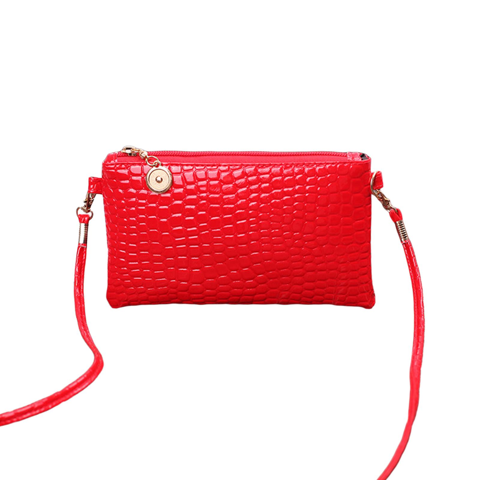 Women Crossbody Bag Small Shoulder Bag PU Leather Zipper Handbag Purse Red