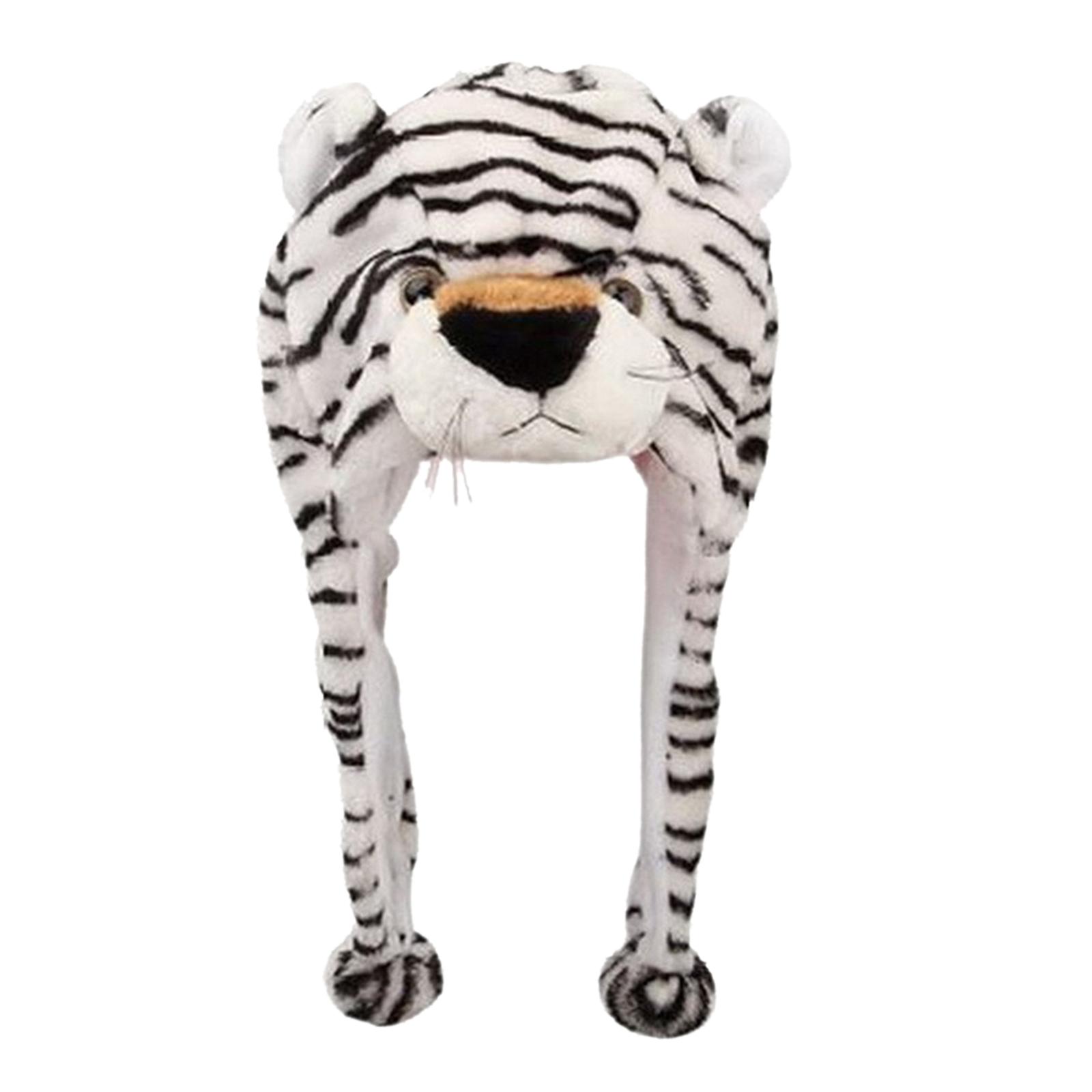 2Pcs Plush Hat Halloween Costume Fancy Dress Cosplay Tiger and Wolf