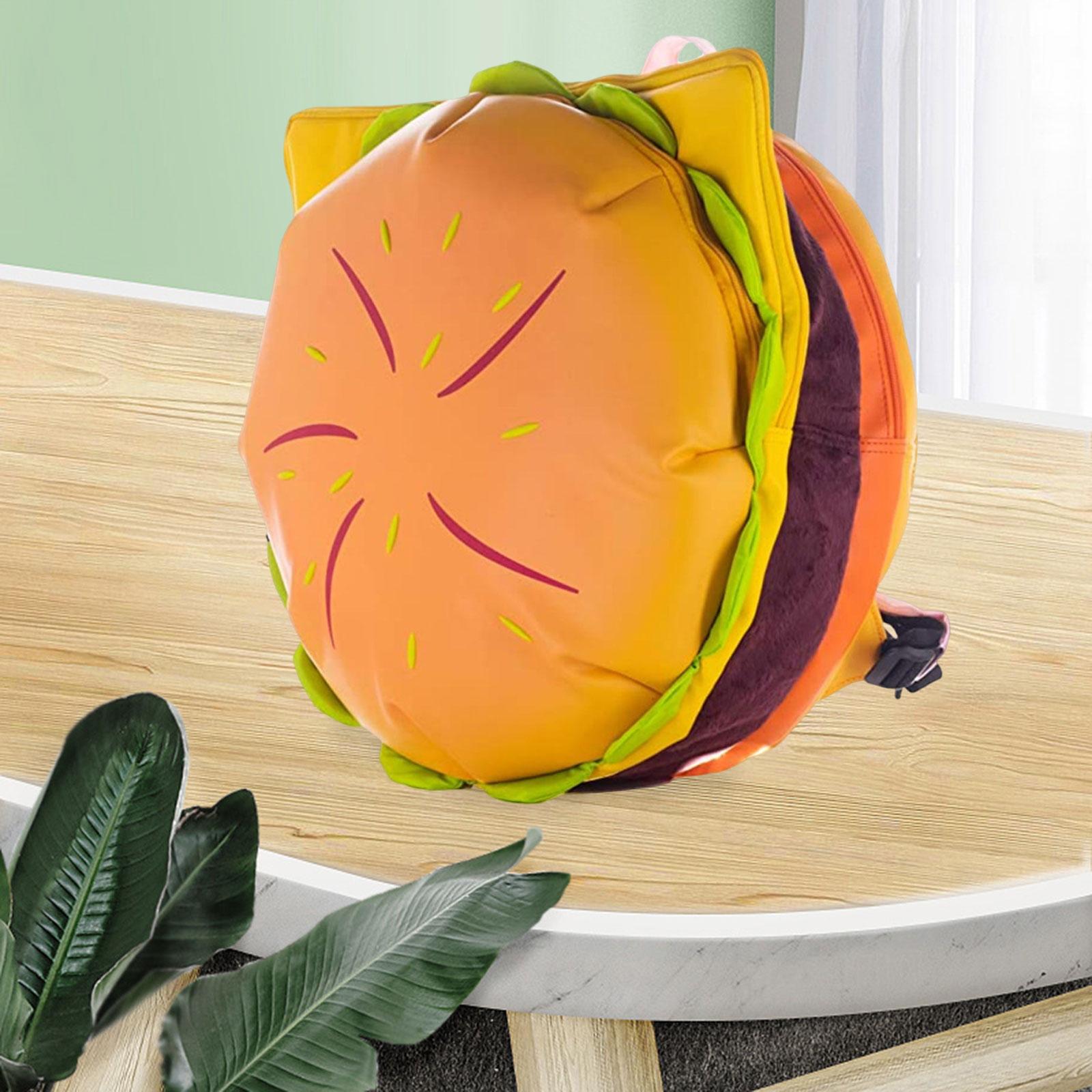 PU Cheeseburger Backpack Large Capacity Zipper Women Men Hamburger Daypack