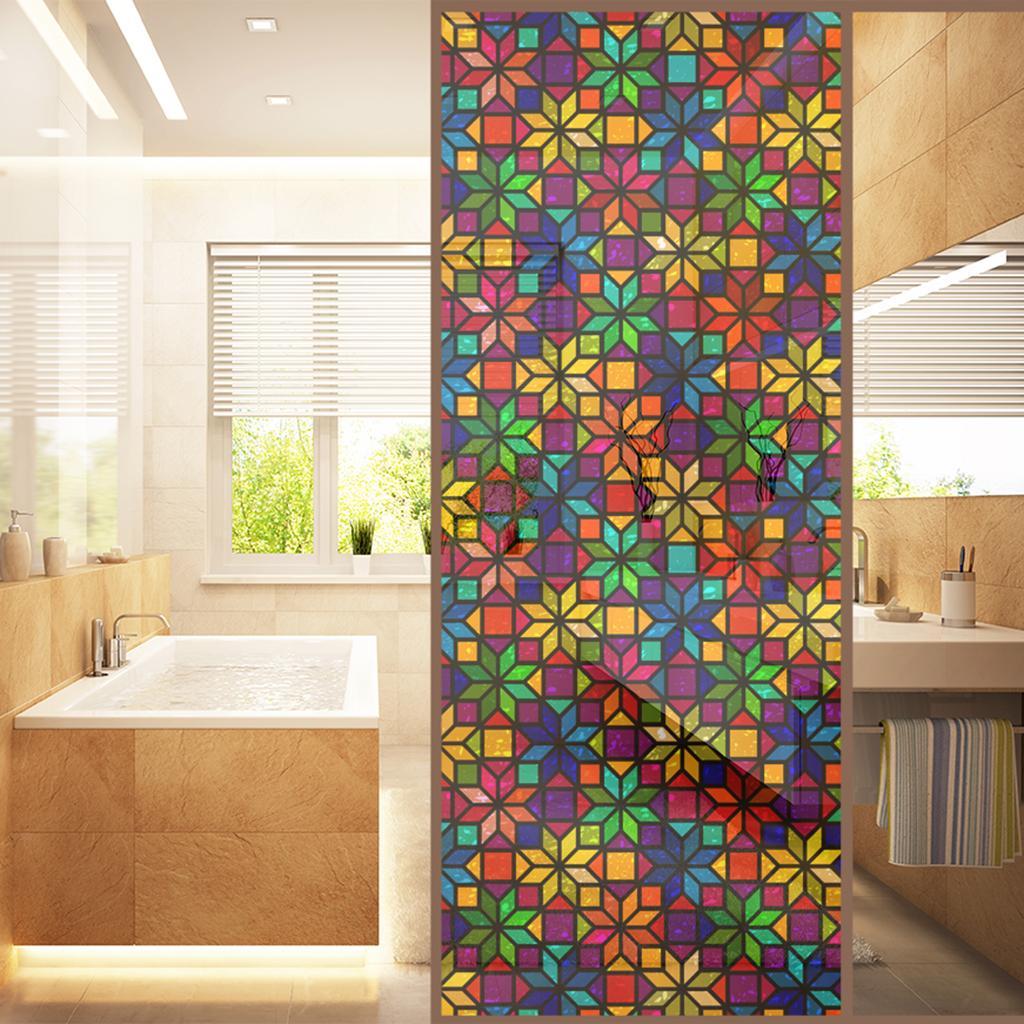 Flower Print Window Film Sticker Static Privacy Frosted Stained Glass ...