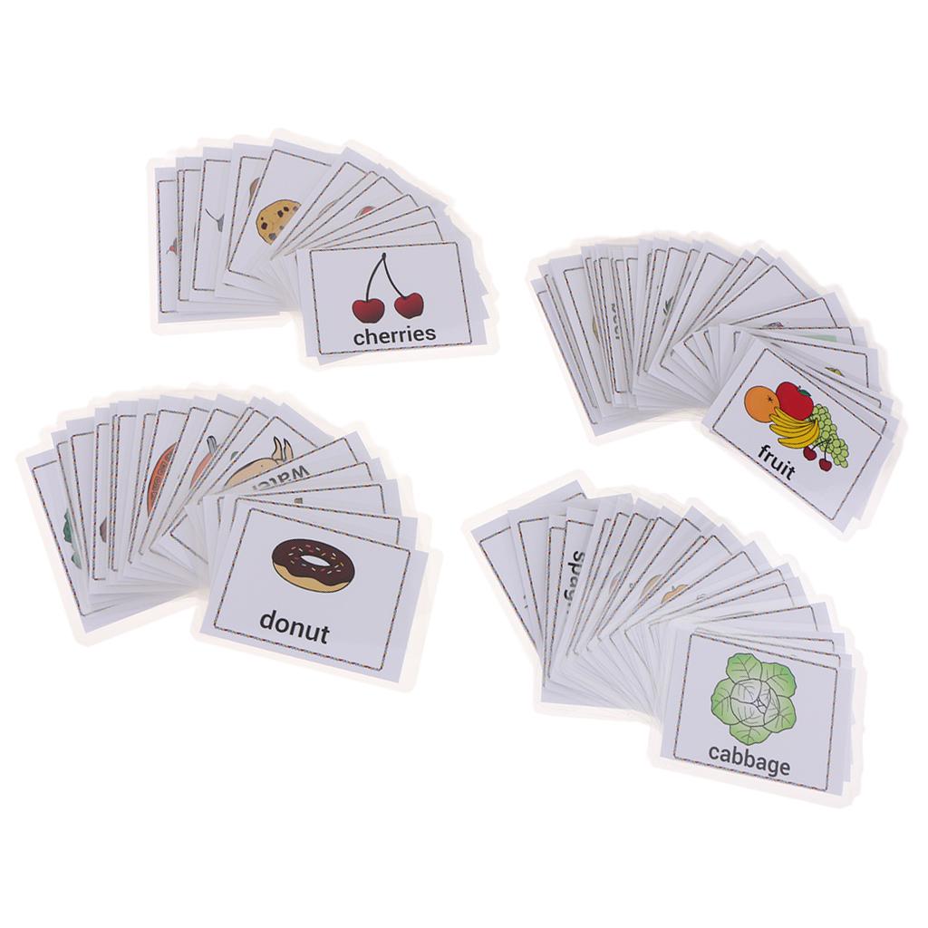 80Pcs Kids Early Educational English Sight Word Flash Cards About Food