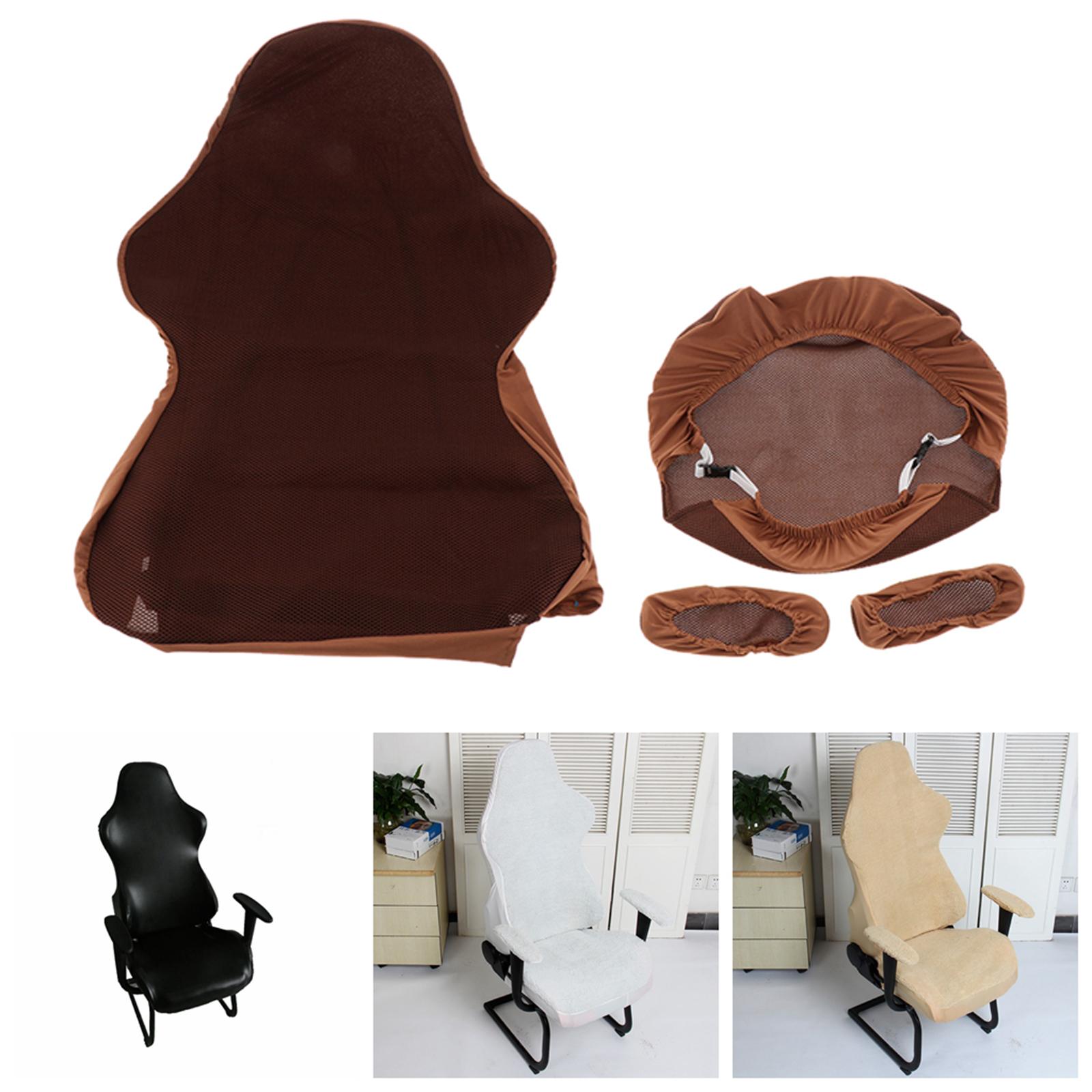 Computer Stretch Swivel Gaming Chair Slipcover Cover  Brown