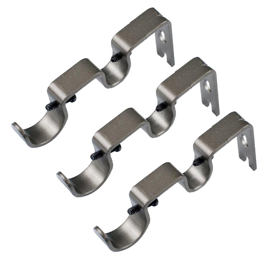 3pcs Drapery Double Curtain Rod Wall Bracket Holder Heavy Duty Ebay