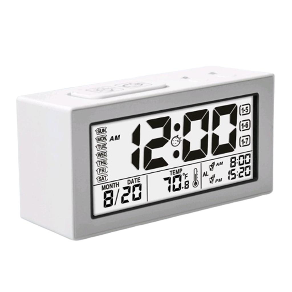 Multifunctional Large LED Screen Digital Alarm Clock  White