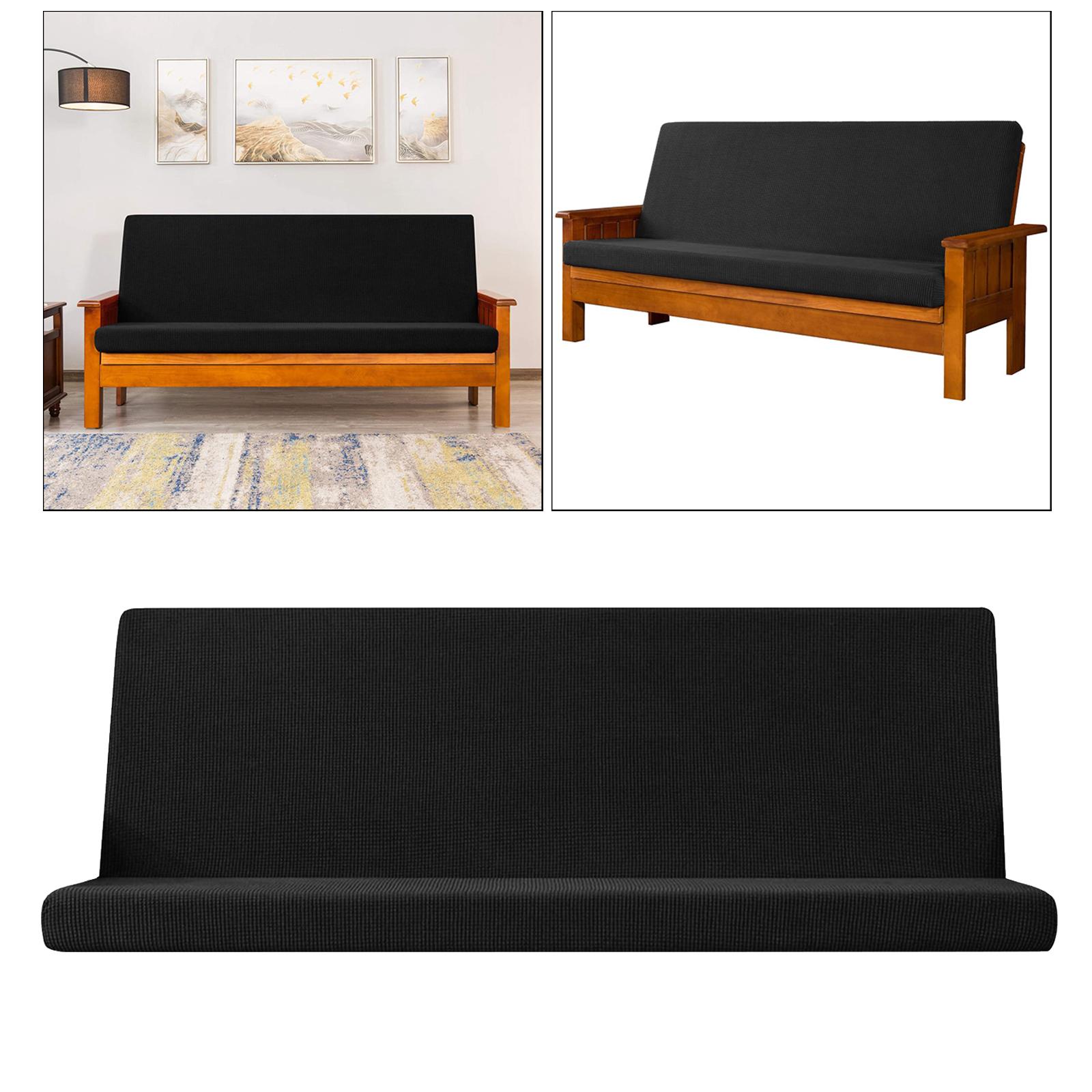 Stretch Armless Futon Cover Mattress Cover Washable Slipcover Sofa Cover Black