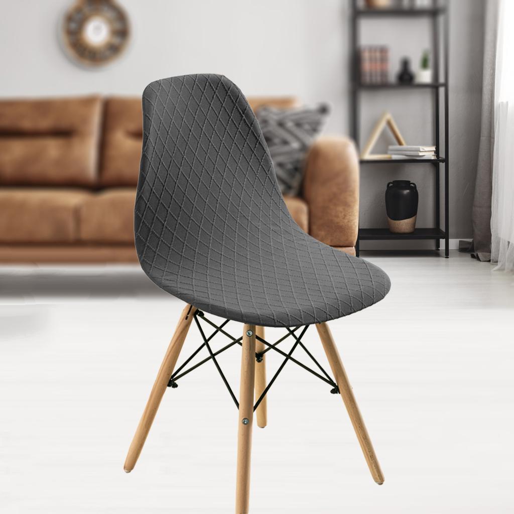 High Stretch Shell Chair Slipcover Banquet Armless Chair Covers Dark Gray