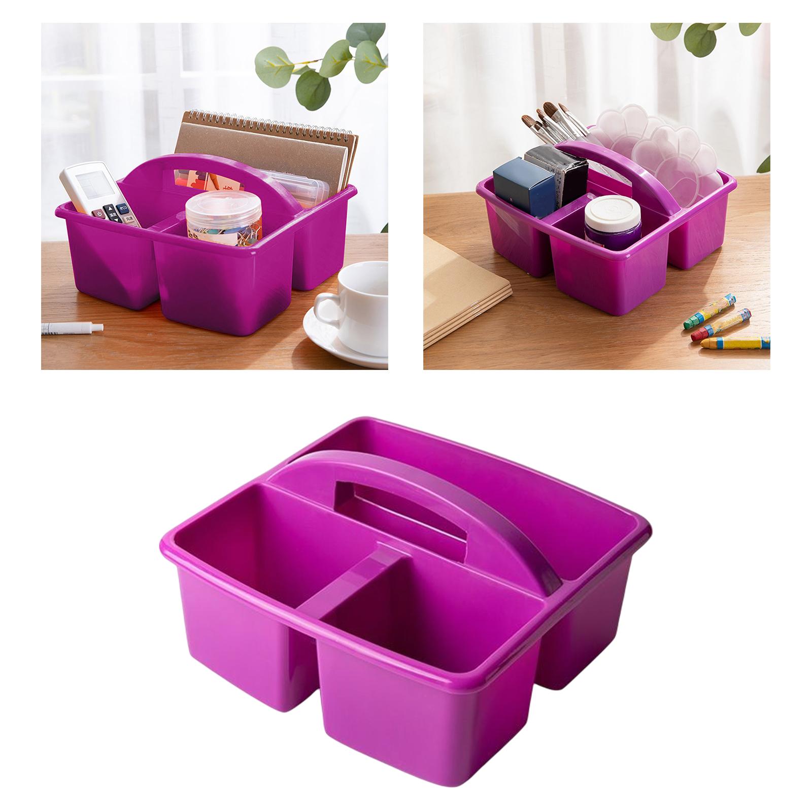 3Pieces Desktop Compartment Caddy Holder Stackable Case Yellow Green Violet
