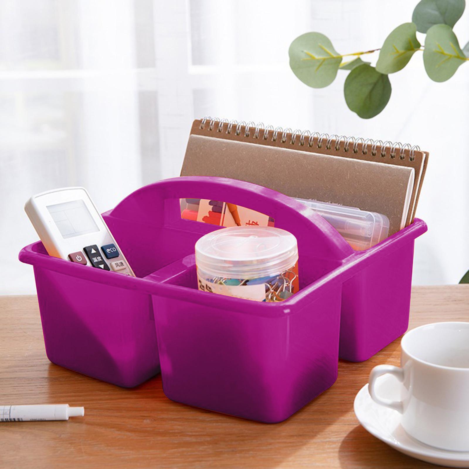 3Pieces Desktop Compartment Caddy Holder Stackable Case Blue Green Violet