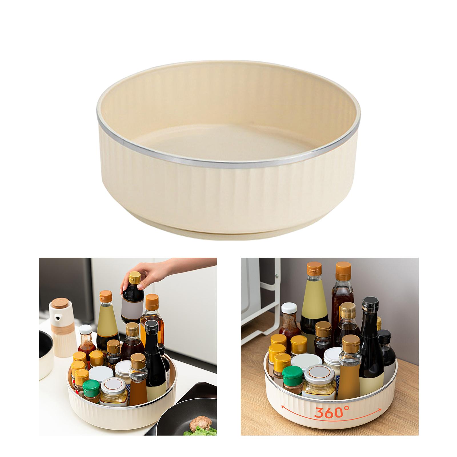 Lazy Susan Turntable Organizer Seasoning Organizer for Cabinet Pantry Fridge White