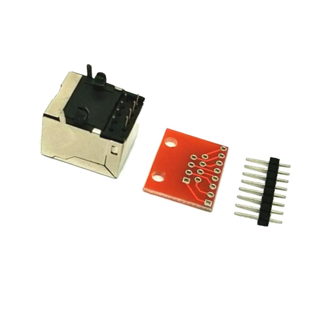 1x RJ45 8-P Pin Connector PCB Breakout Board Adapter Kit Used for Ethernet Jacks