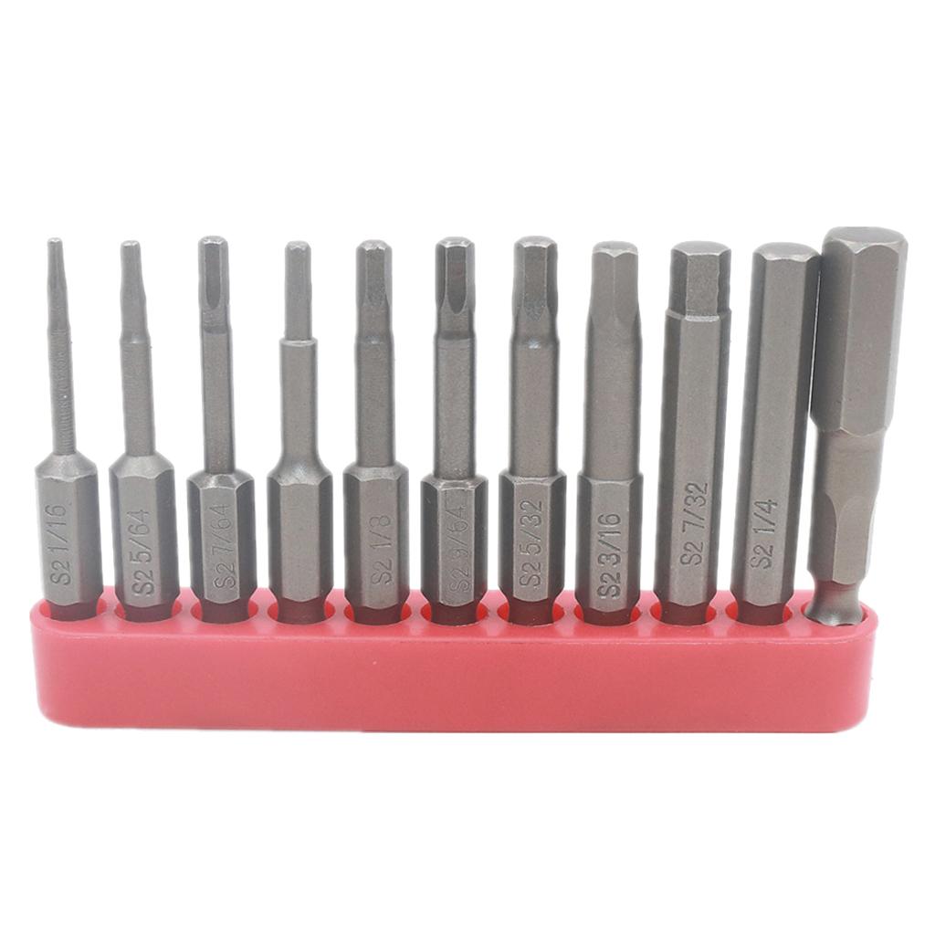 11Pcs British System Inner Hexagon Steel Wind Screwdriver Bits Set with Base