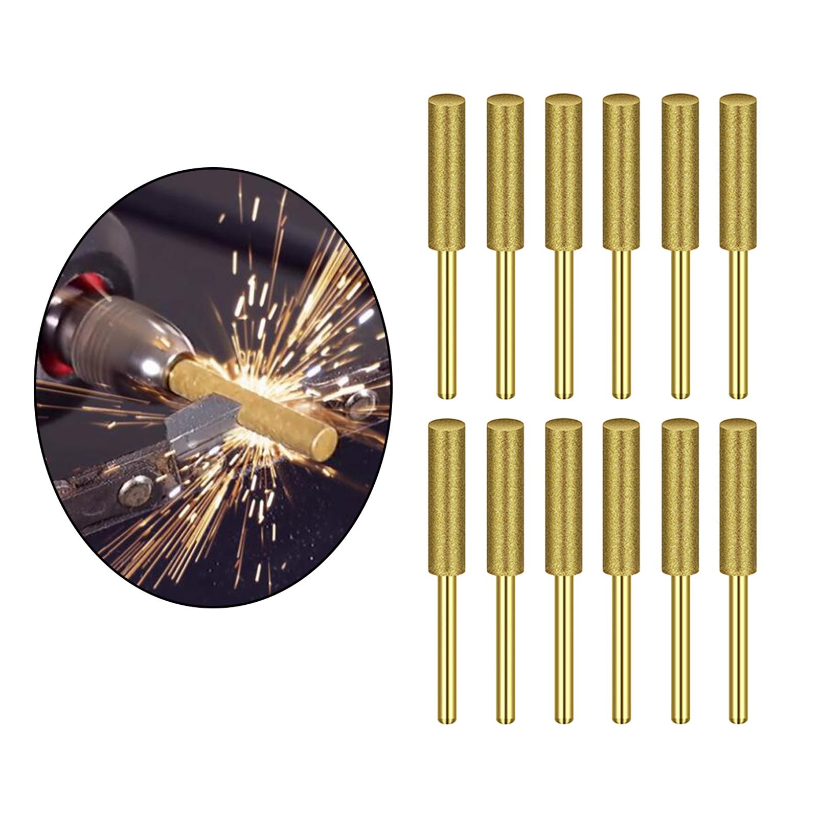 12Pcs Diamond Chainsaw Sharpener Bits Grinding Bits Burr Gold 5.5mm