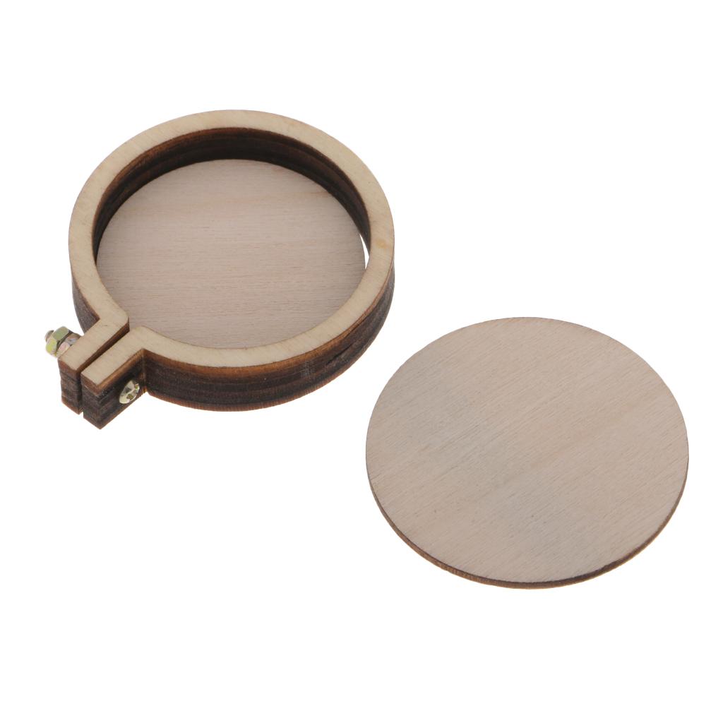 8xRound Mini Wooden Embroidered Hoop Frames for Crafts Accessories 34mm