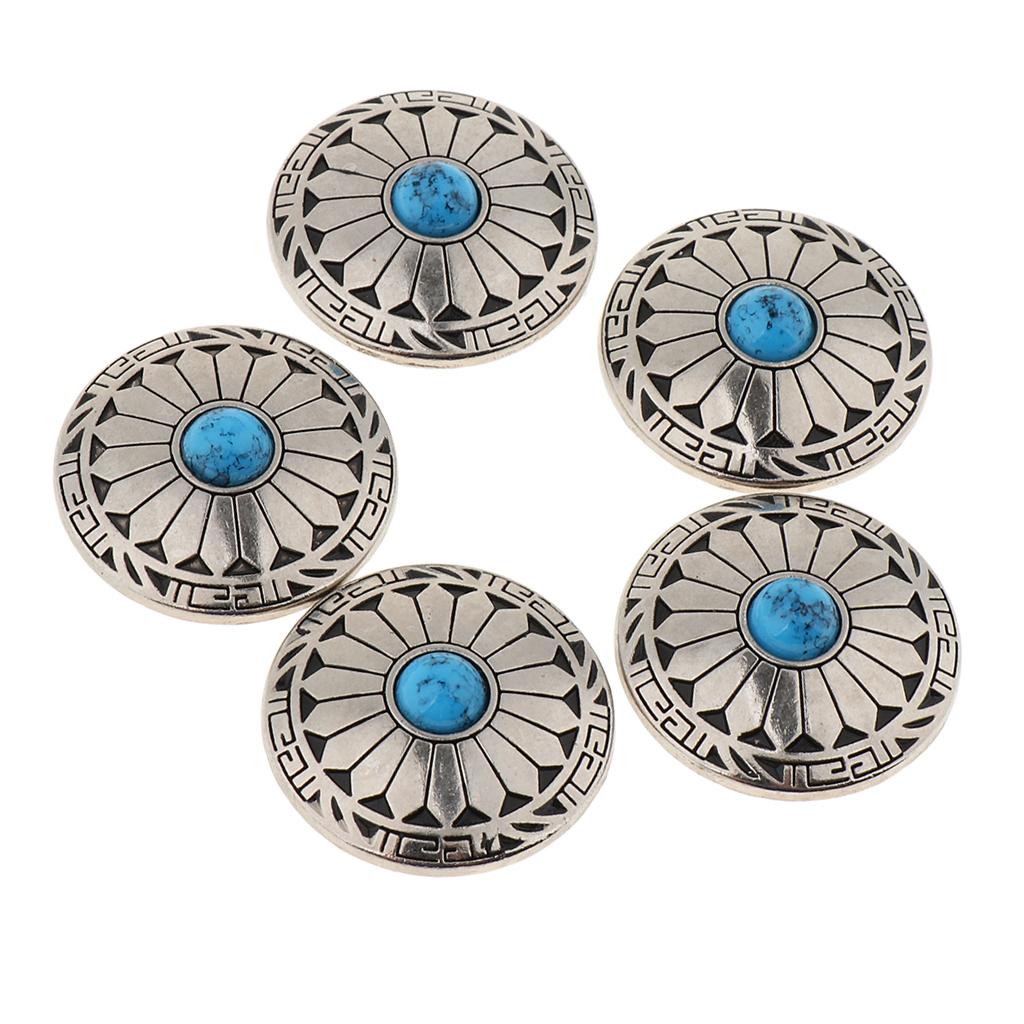 20pcs Round Floral Turquoise Buttons Screw Back For Bag Wallet 