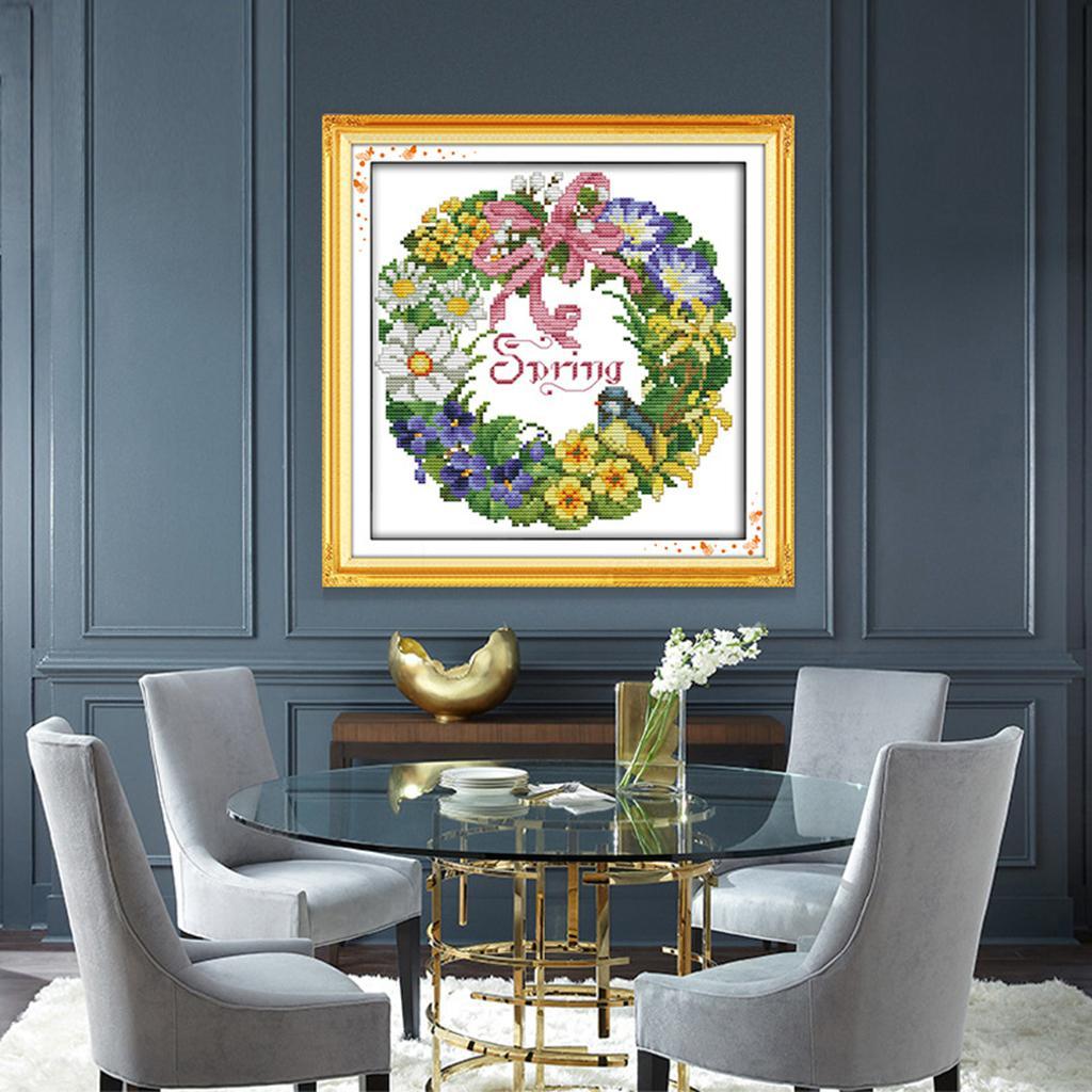 Stamped & Counted Cross Stitch Kit 14CT Embroidery Cloth - Garland Pattern