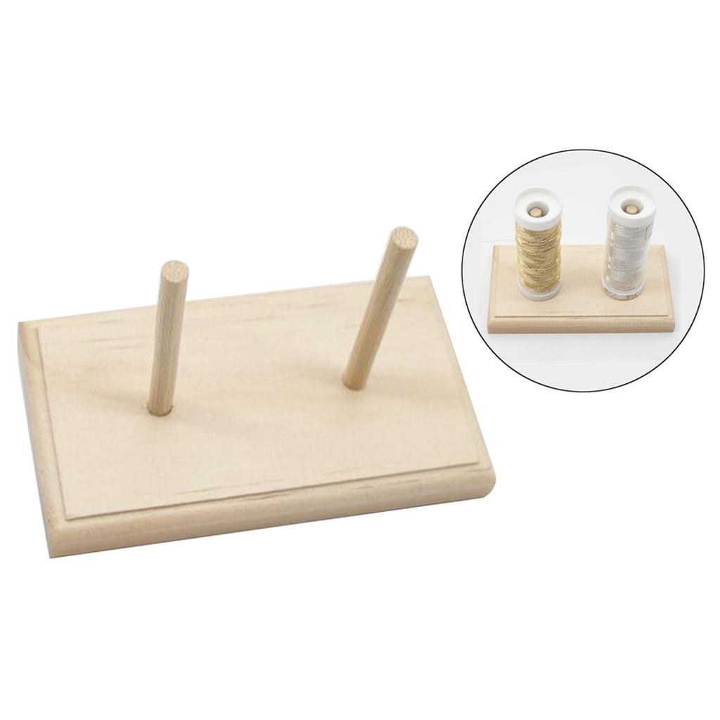 Sturdy Standing Thread Holder 2-Spool Sewing Thread Rack Wooden Embroidery