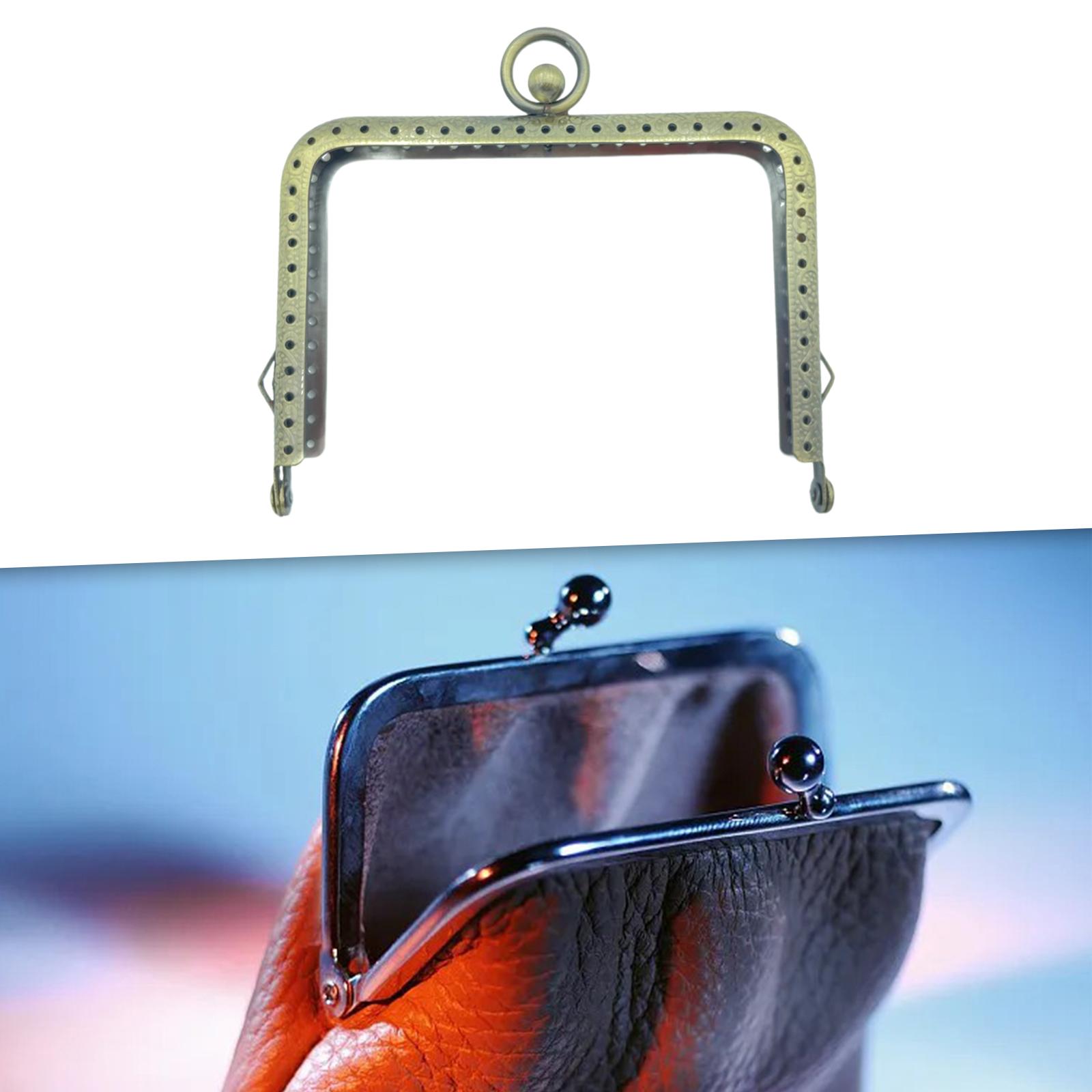 Metal Purse Frame Hardware Replacement Embossed Wallet Leather Bag DIY Craft Bronze