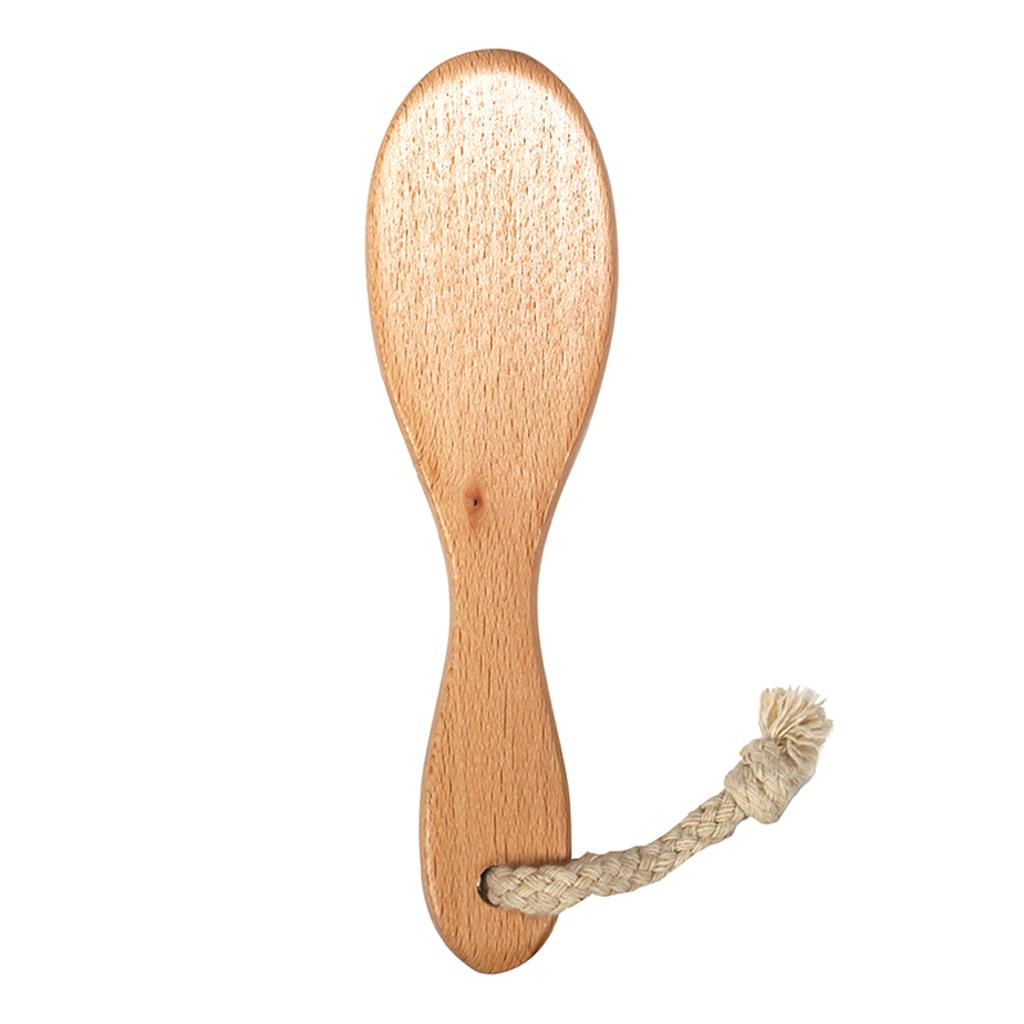 Goats Hair Bristle Body Bath Brush Back Scrubber Handle Natural Wooden 