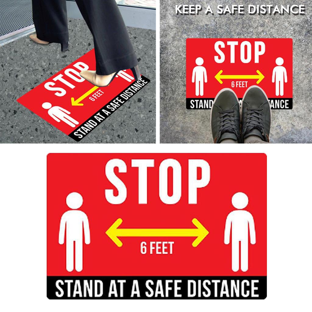 Vinyl Social Distancing Floor Signs Wait Here Sticker  red  Rectangular